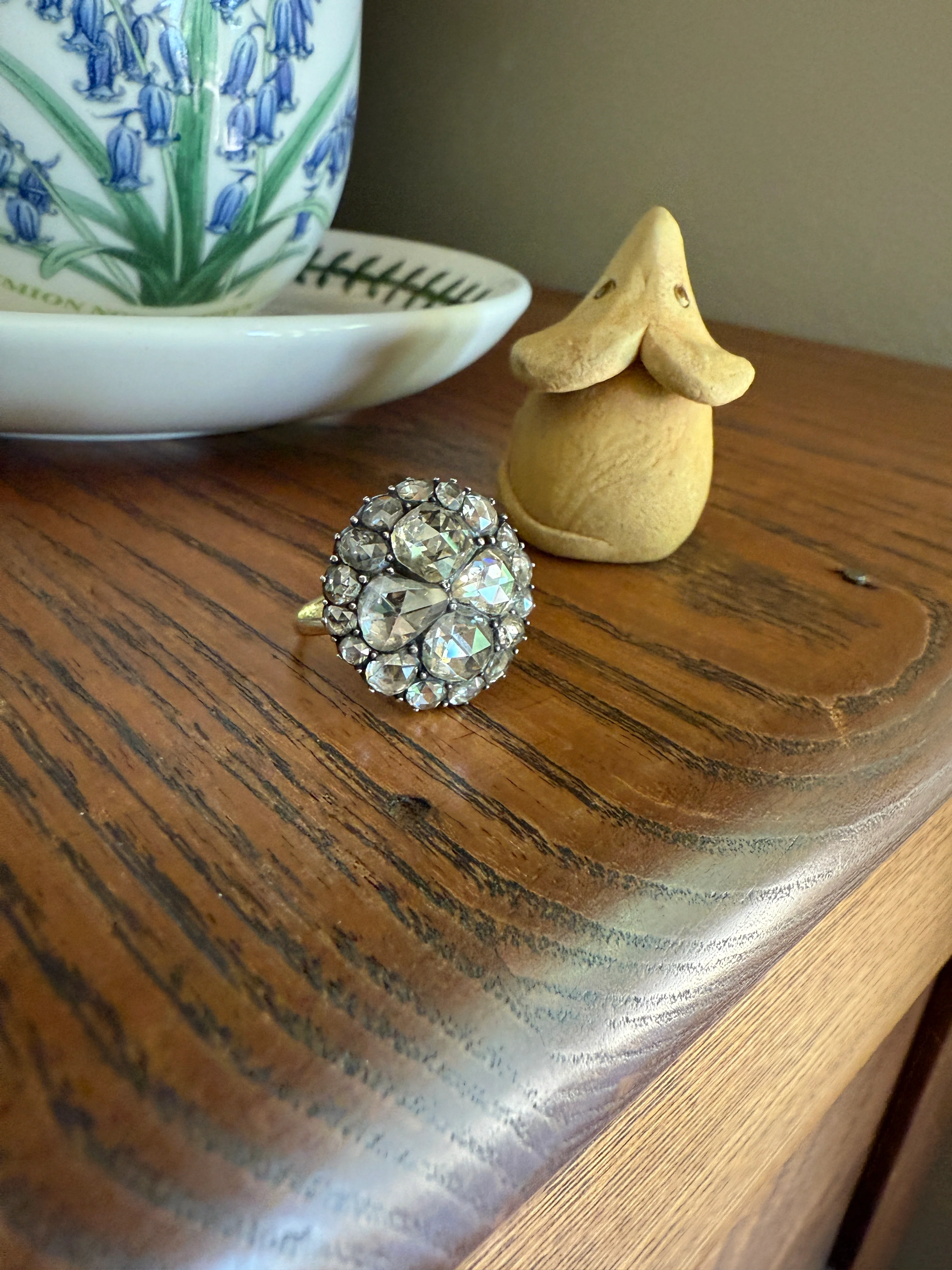 Stunning Antique 6 Carat Scale Dutch Rose Cut DIAMOND 14k Gold Silver Cluster Chunky Pear Stacker Rare Bauble - Image 24