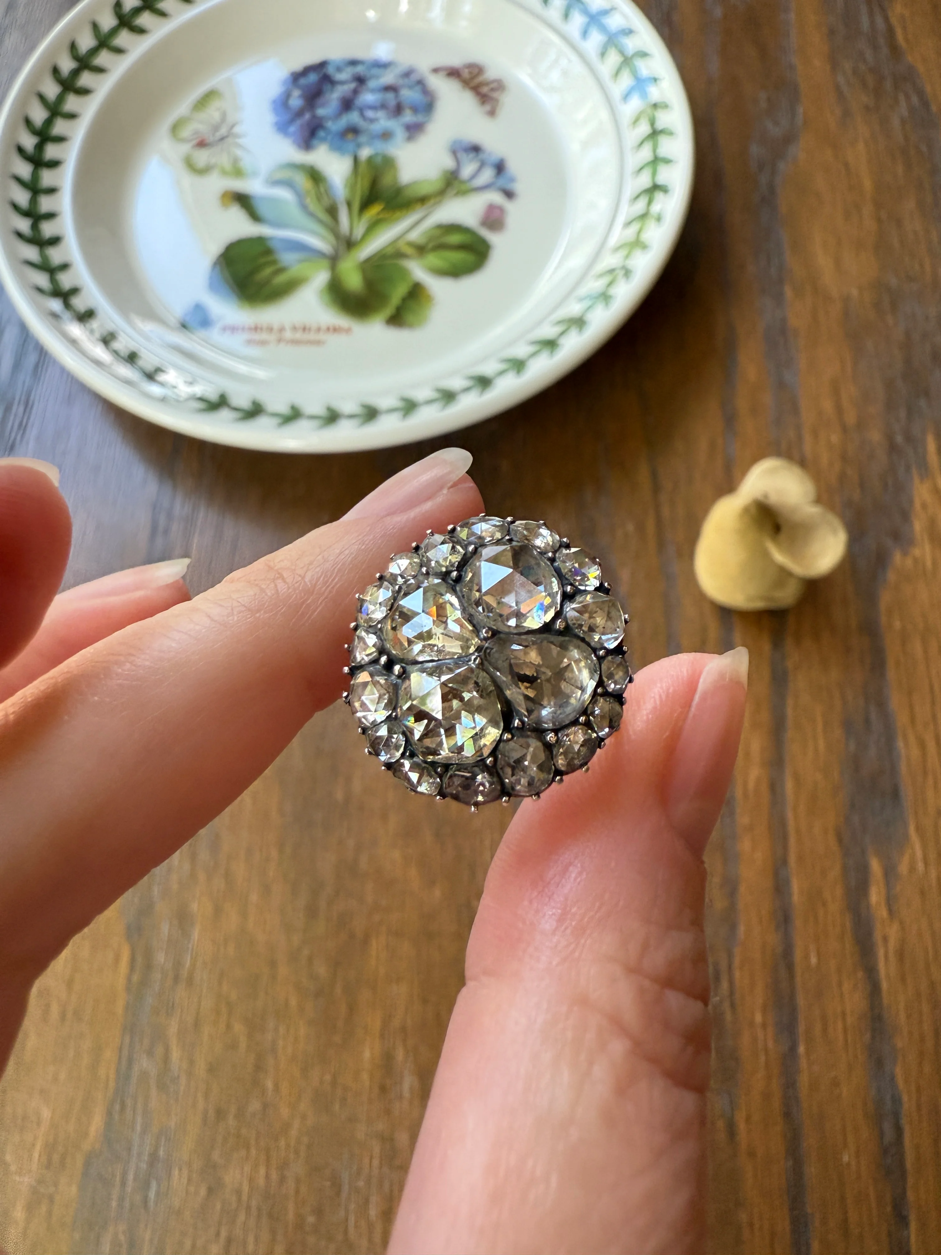 Stunning Antique 6 Carat Scale Dutch Rose Cut DIAMOND 14k Gold Silver Cluster Chunky Pear Stacker Rare Bauble - Image 27