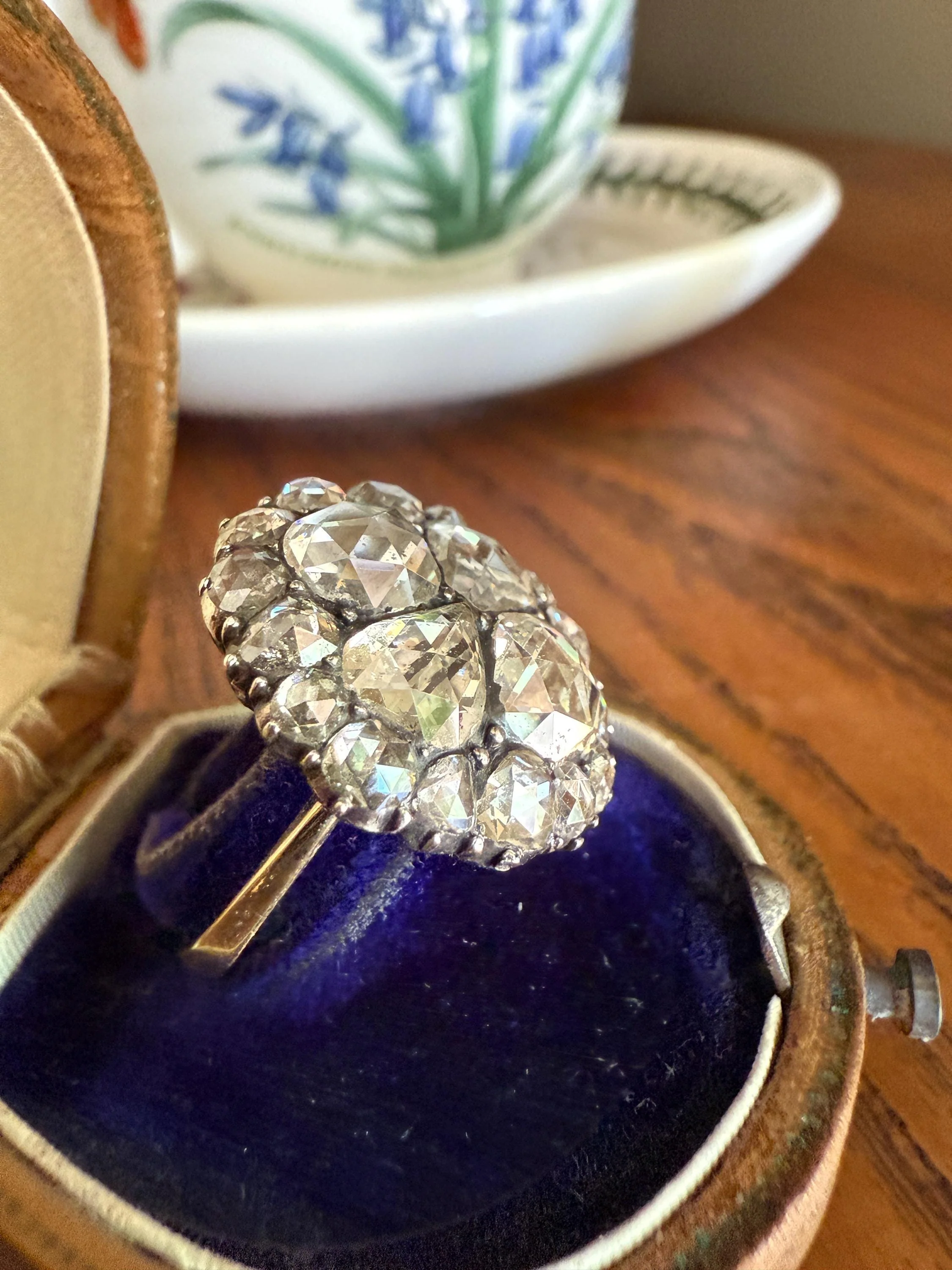 Stunning Antique 6 Carat Scale Dutch Rose Cut DIAMOND 14k Gold Silver Cluster Chunky Pear Stacker Rare Bauble - Image 7