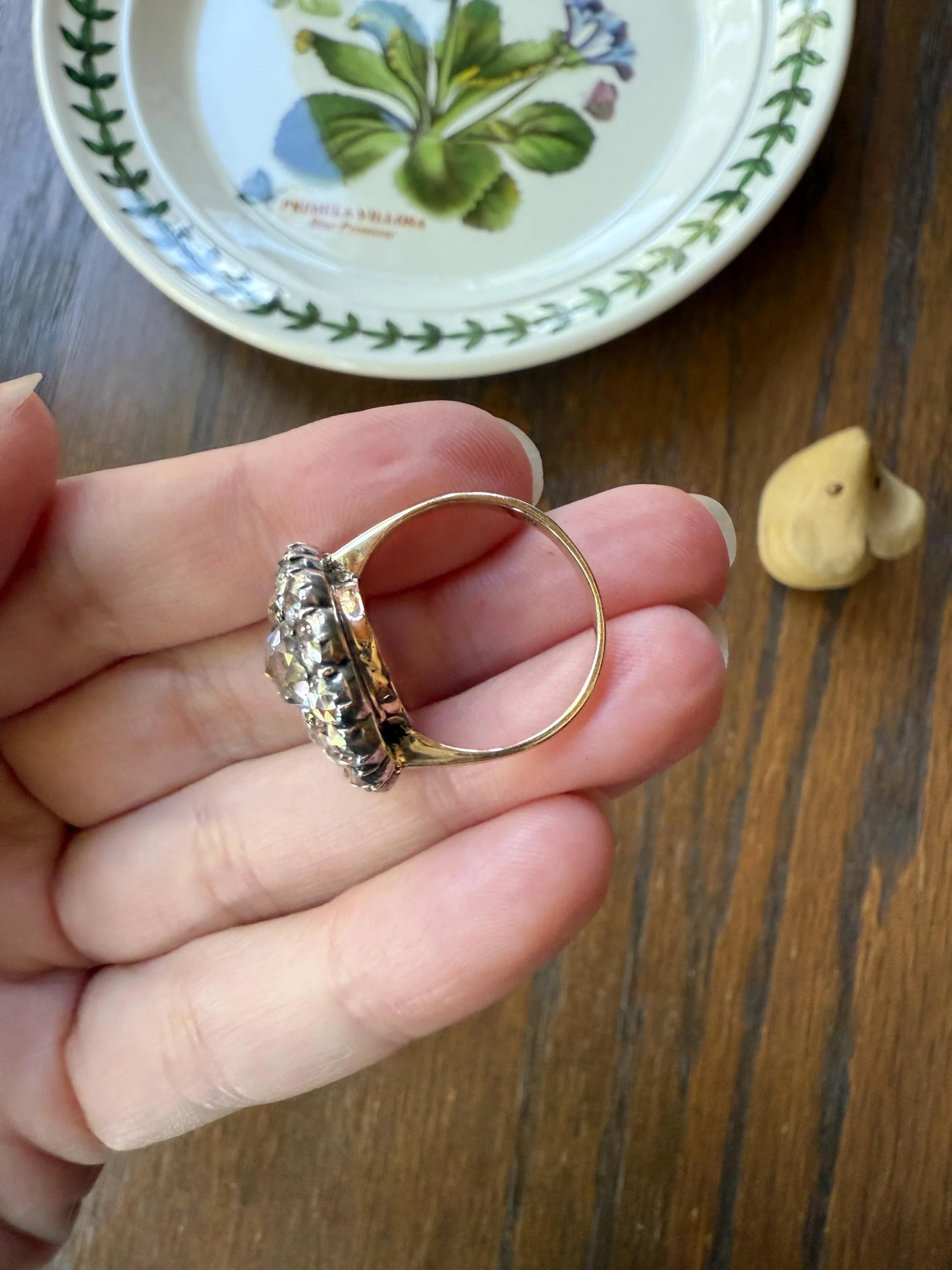 Stunning Antique 6 Carat Scale Dutch Rose Cut DIAMOND 14k Gold Silver Cluster Chunky Pear Stacker Rare Bauble - Image 9