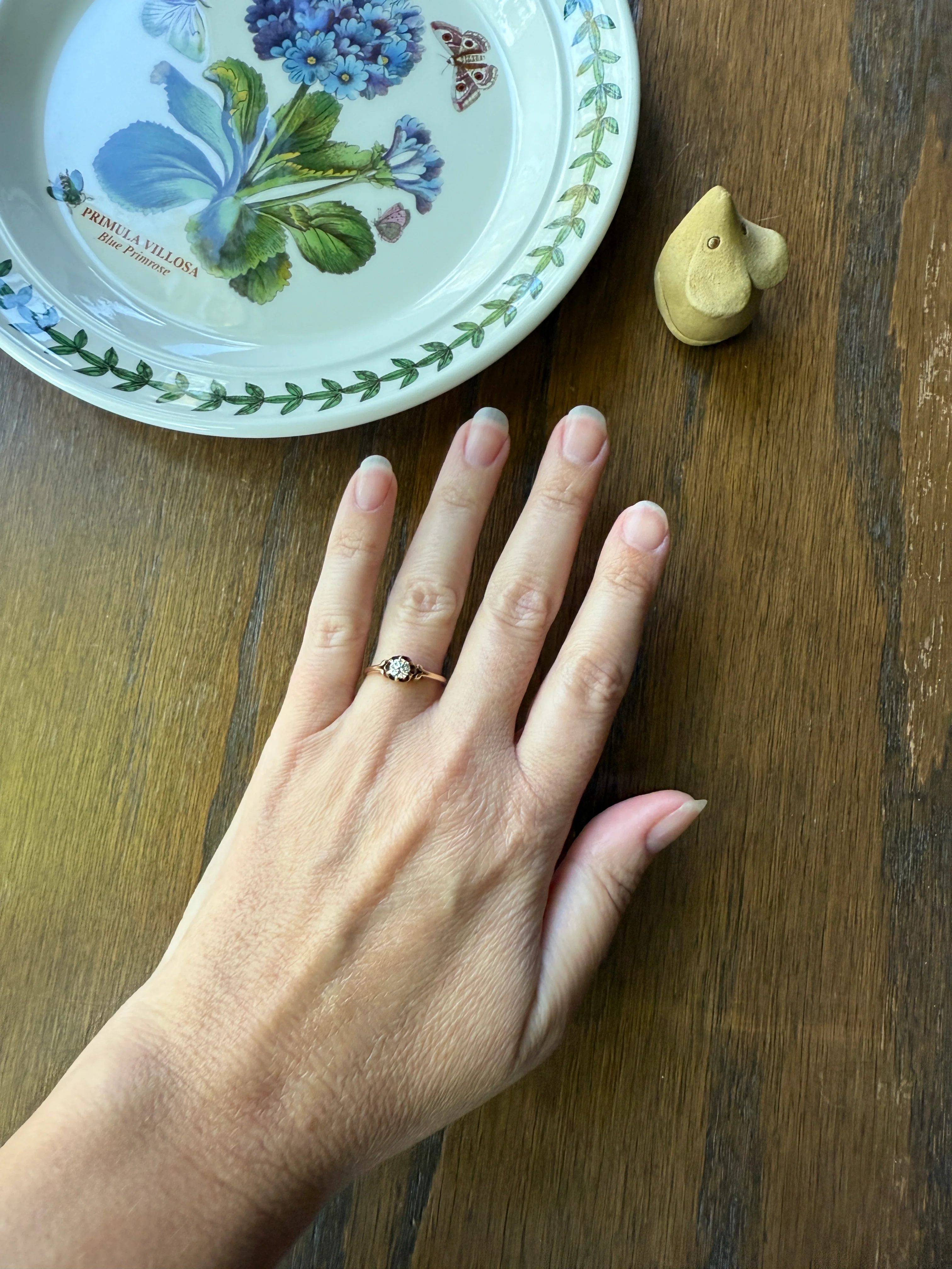 SWEETIE Victorian Antique Old European Cut DIAMOND Solitaire Engagement Wedding Buttercup Ring 14k Gold - Image 12