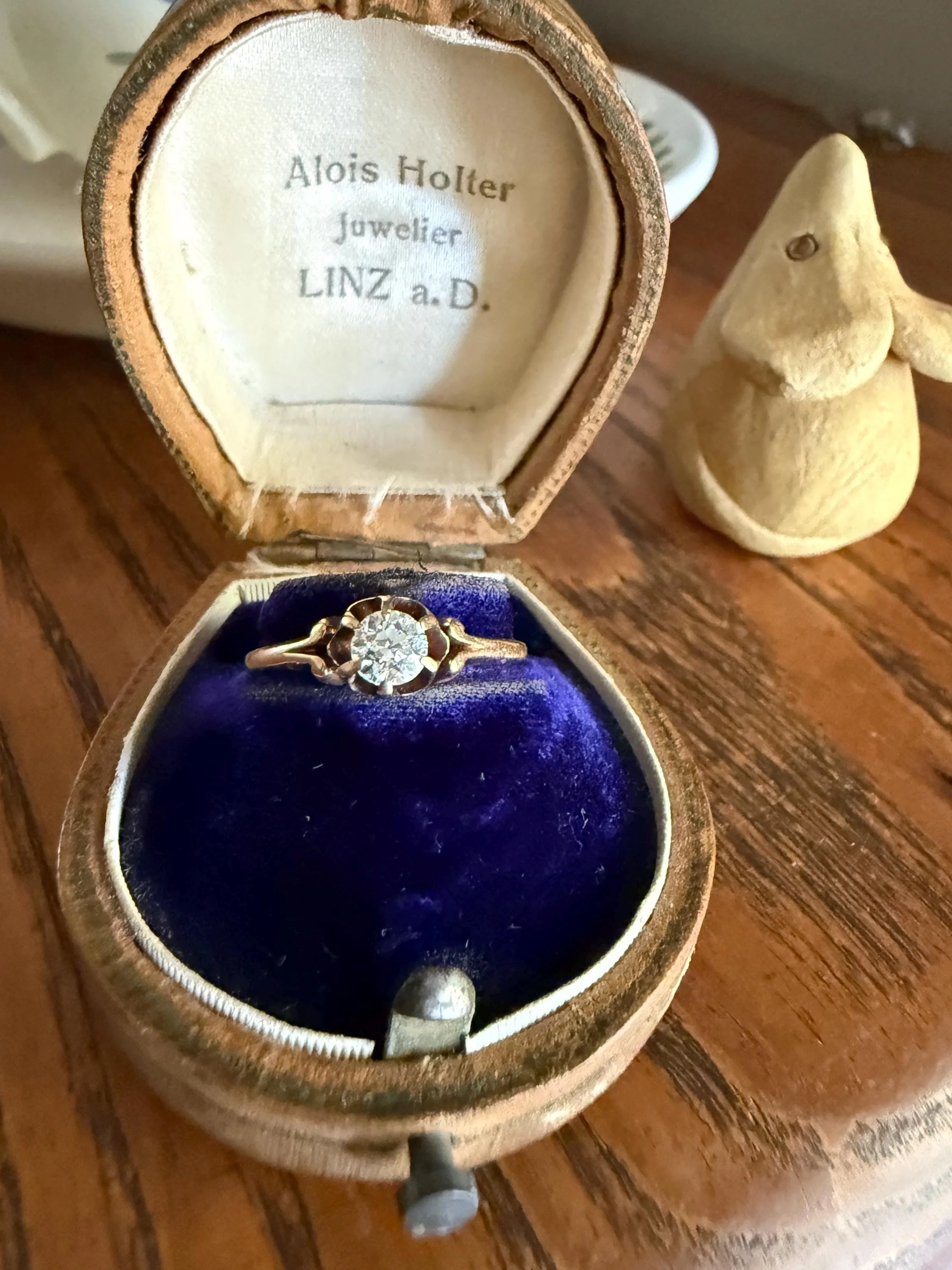 SWEETIE Victorian Antique Old European Cut DIAMOND Solitaire Engagement Wedding Buttercup Ring 14k Gold - Image 2