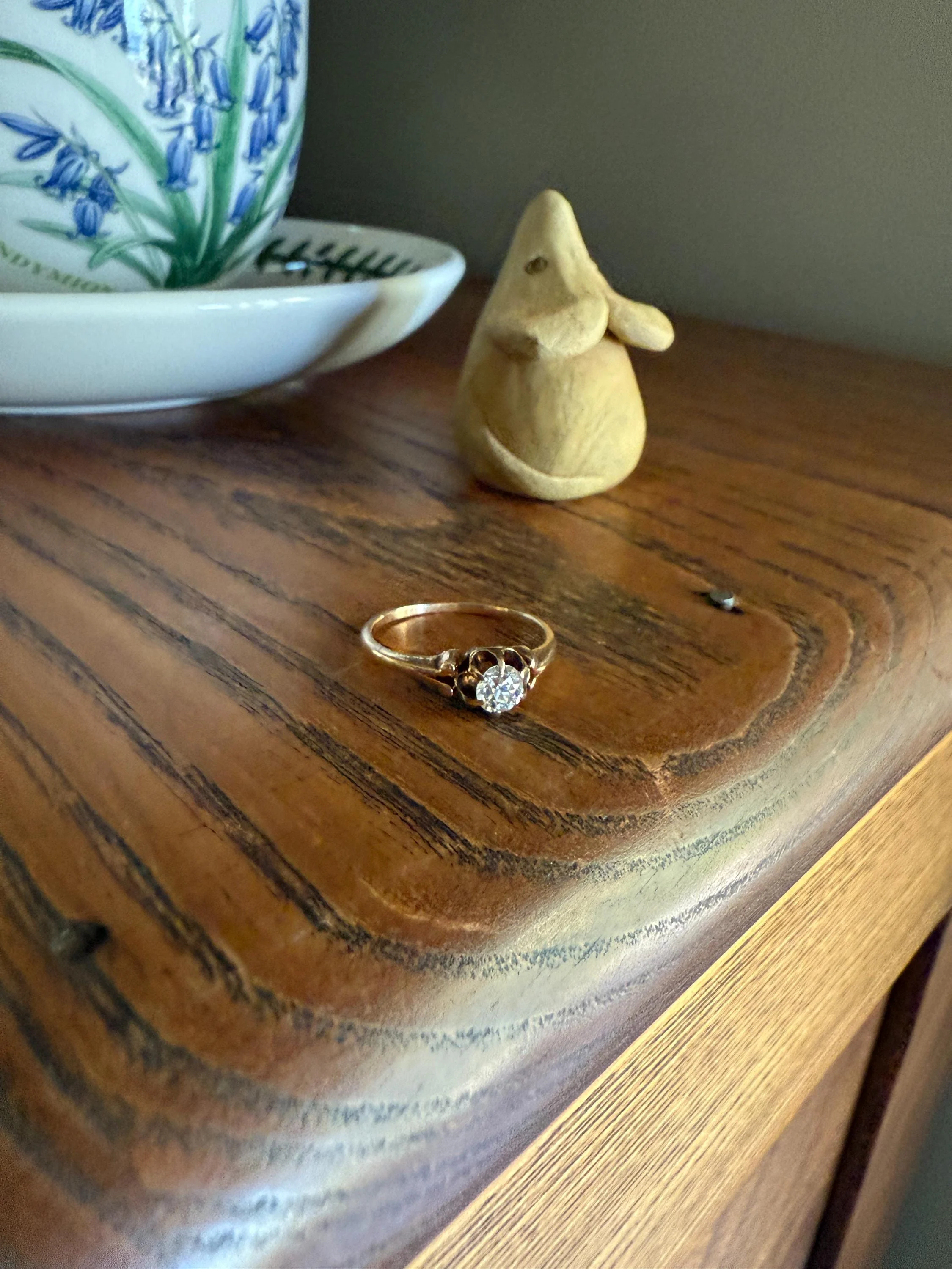 SWEETIE Victorian Antique Old European Cut DIAMOND Solitaire Engagement Wedding Buttercup Ring 14k Gold - Image 3
