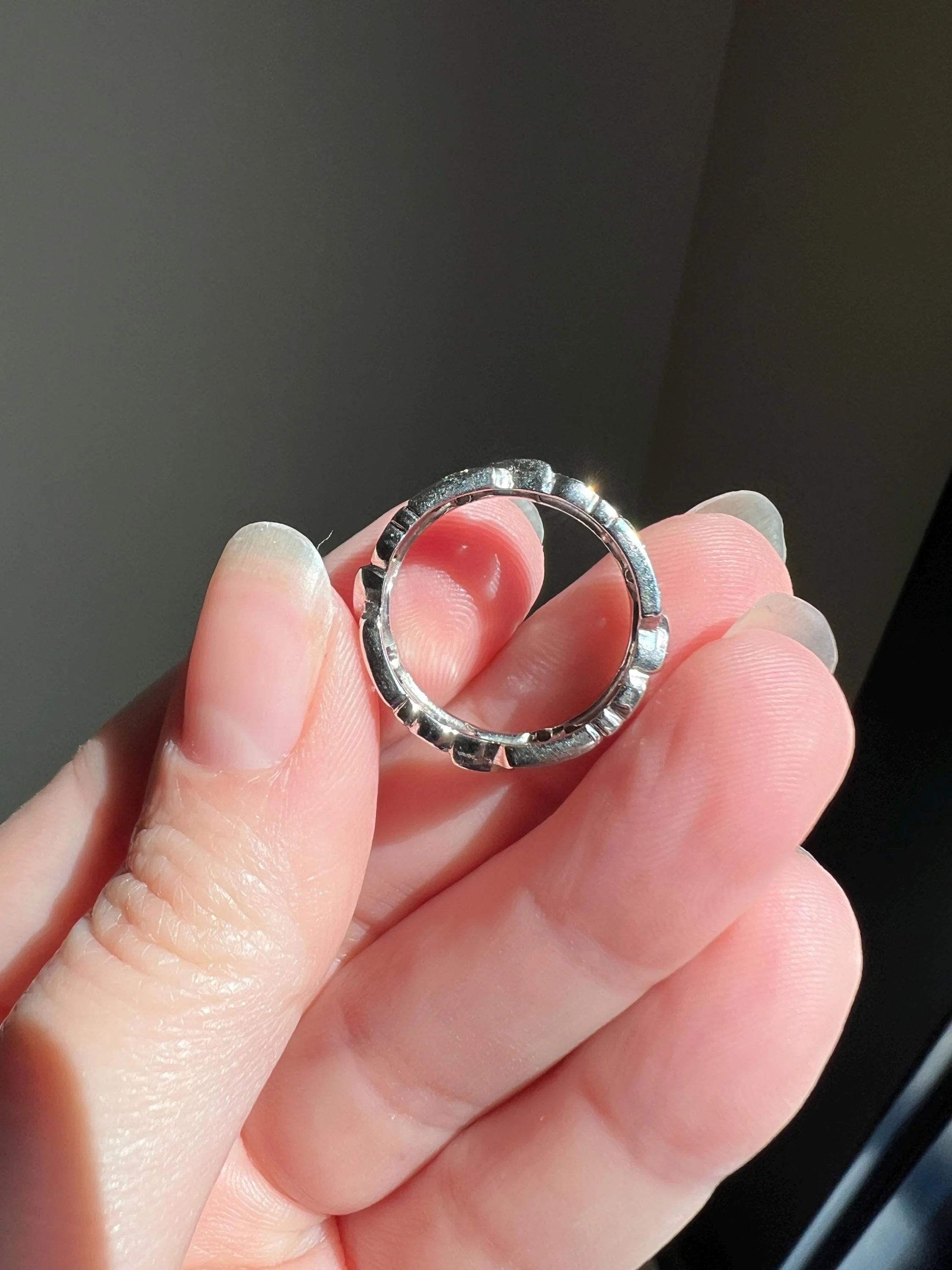 Swirling Art Deco Milgrain ANTIQUE Old Mine Single Cut 28 Diamond 14k White Gold Ring Eternity Wide Band Wedding - Image 7