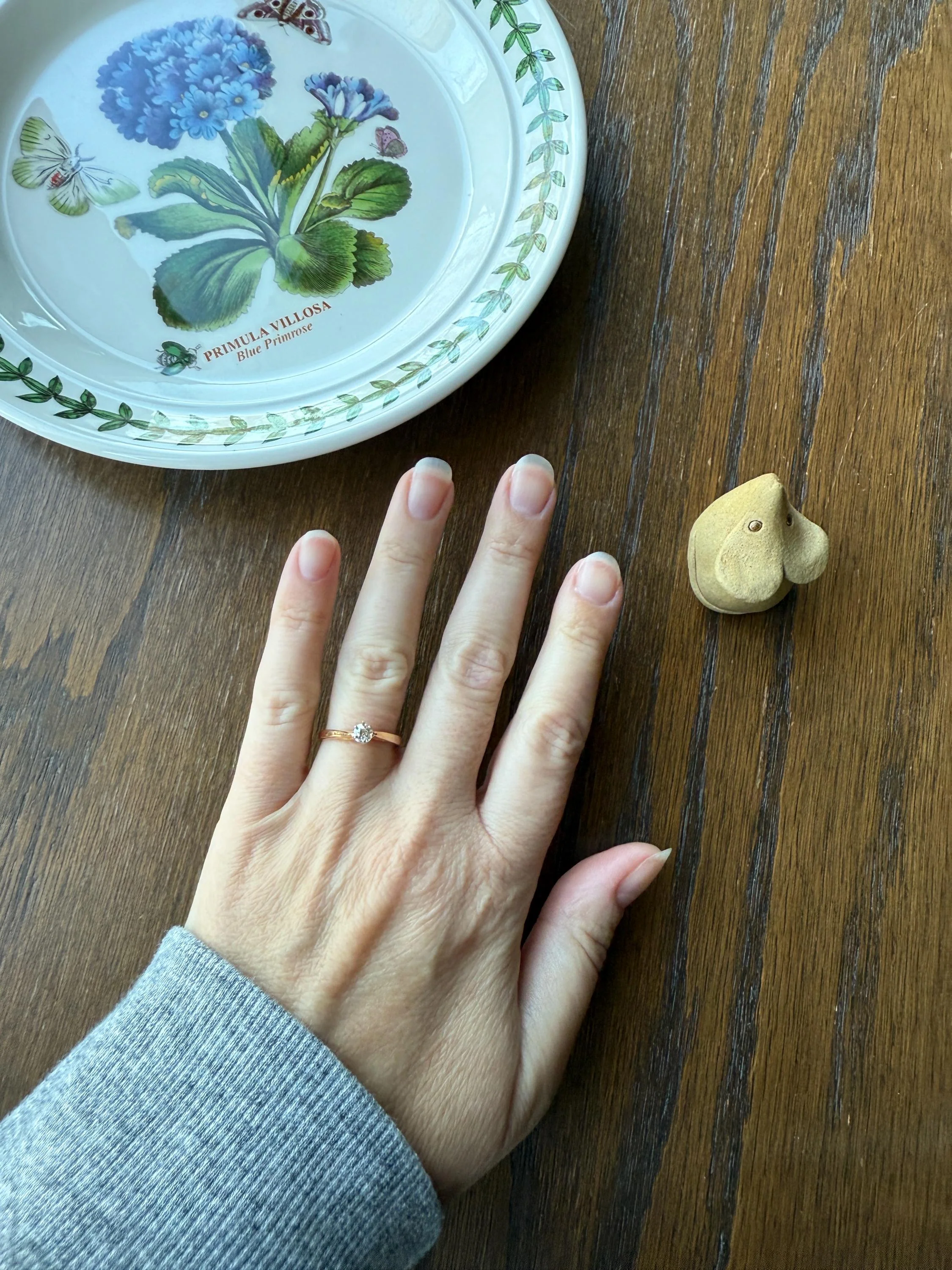 TALL Dainty French Old Mine Cut Diamond Solitaire Engagement Ring 18k Rosy Gold Romantic Gift Belle Epoque Love Stacker Prong Set Minimalist - Image 10