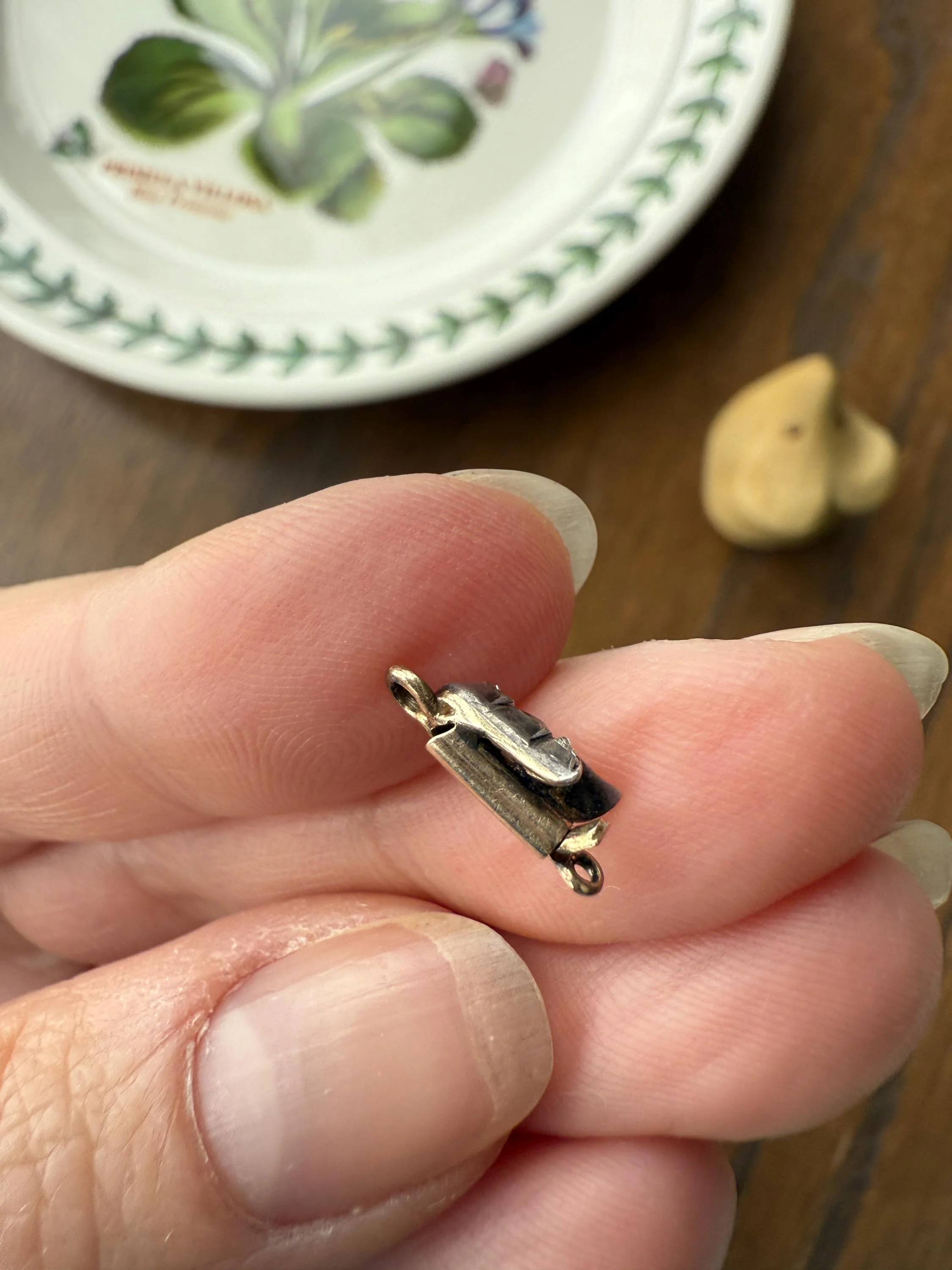 Teensy Tiny TULIP Antique Georgian Era Clasp Extender Connector 14k Gold Old Mine Rose Cut Diamond Silver Figural Necklace Bracelet Parts - Image 8