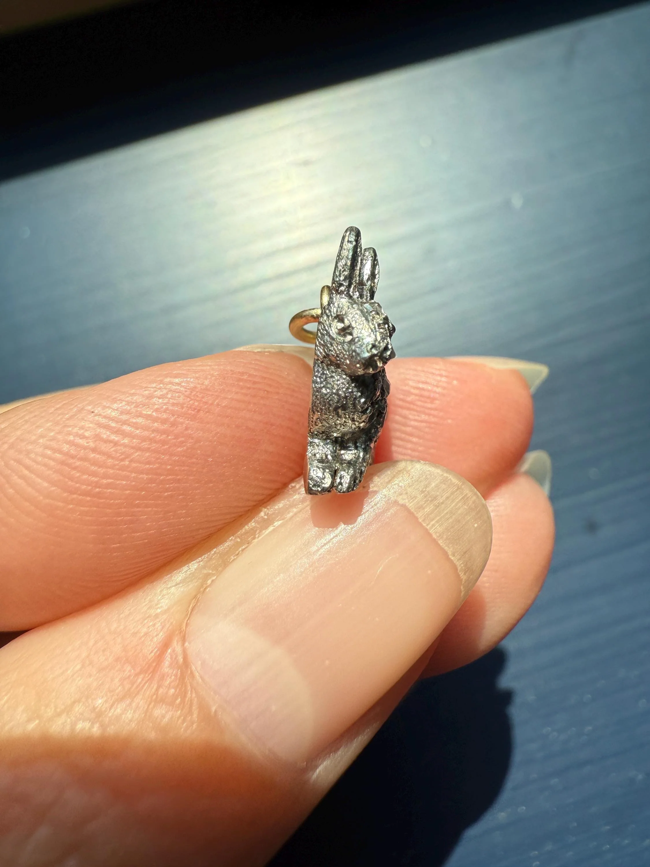 The Little Bun Bun BUNNY Rose Cut Diamond Encrusted ANTIQUE Figural Rabbit Pendant Platinum 18k & 14k Gold - Image 6