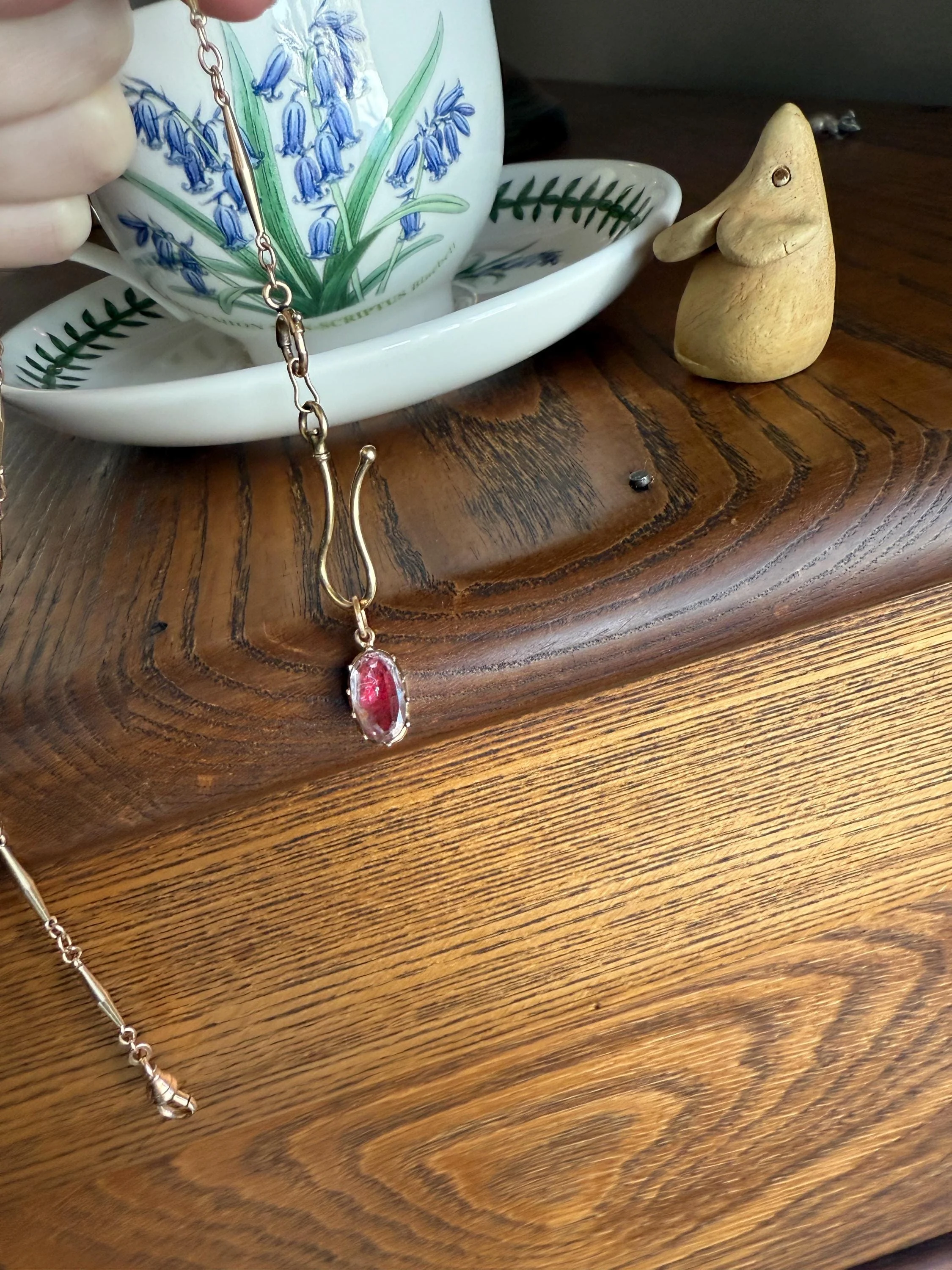 Topaz Watermelon Pink GEORGIAN Era French Antique Charm Pendant 18k Gold Collet Drop FoilBack Neckmess Neckstack Vinegar and Oil - Image 2