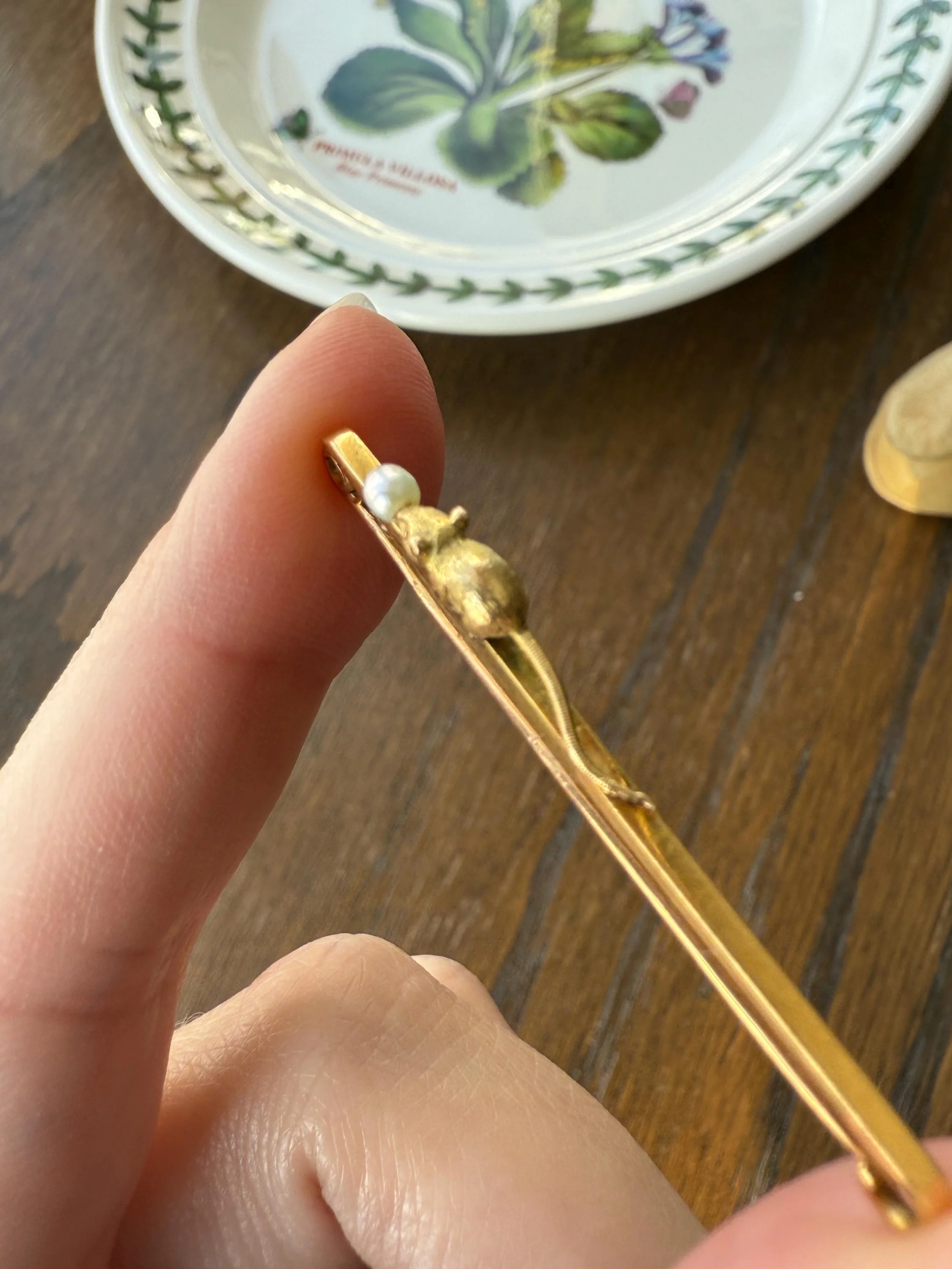 Twinning with MOUSE Victorian Figural Safety Pin Bar Brooch for Pendant Charm Holder French Antique 18k Gold Solid Extender Connector - Image 15
