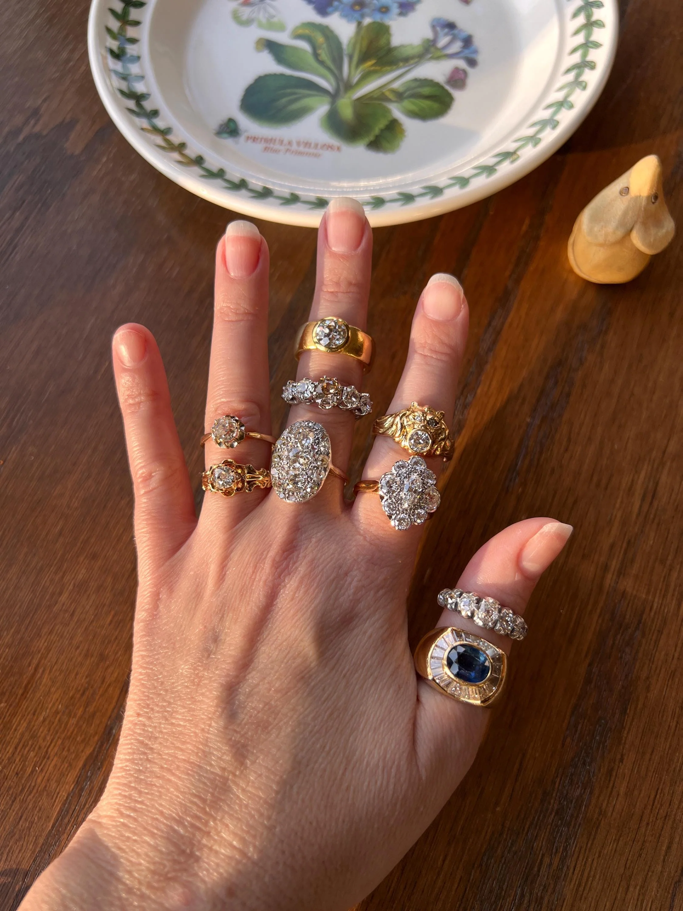 TWO Carat Eye Clean Old Mine Cut DIAMOND Antique HEAVY 17.6g 22k Gold Bezel Set Chunky Gypsy Ring Solitaire - Image 7
