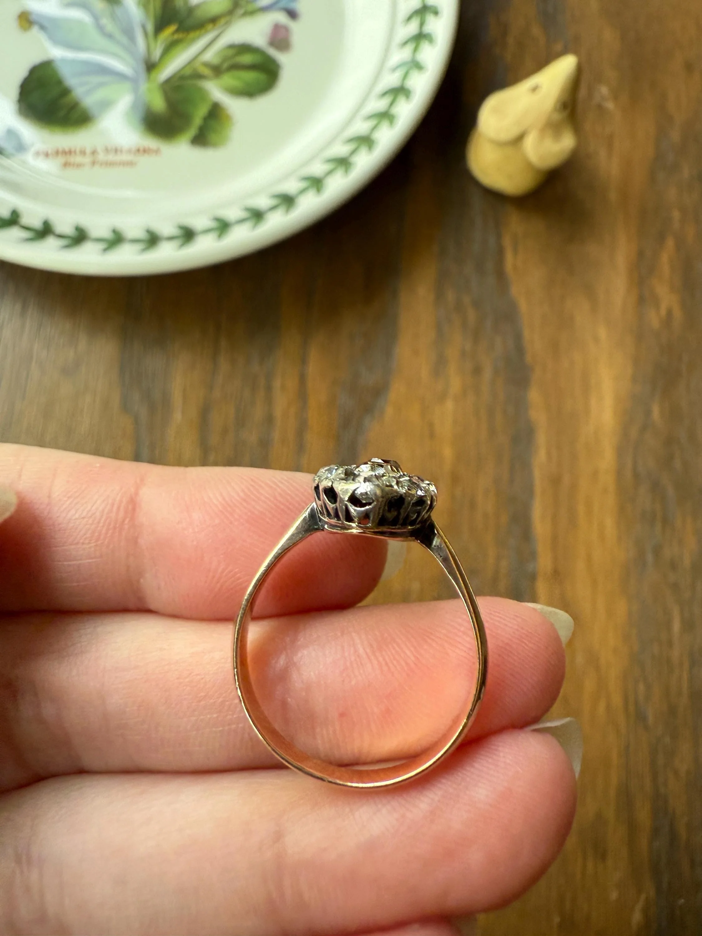 Uncommon 2.25 Carat Fancy Brown & White Halo Old Mine Cut Diamond Navette Ring Oval Victorian Antique 18k Gold Silver - Image 10