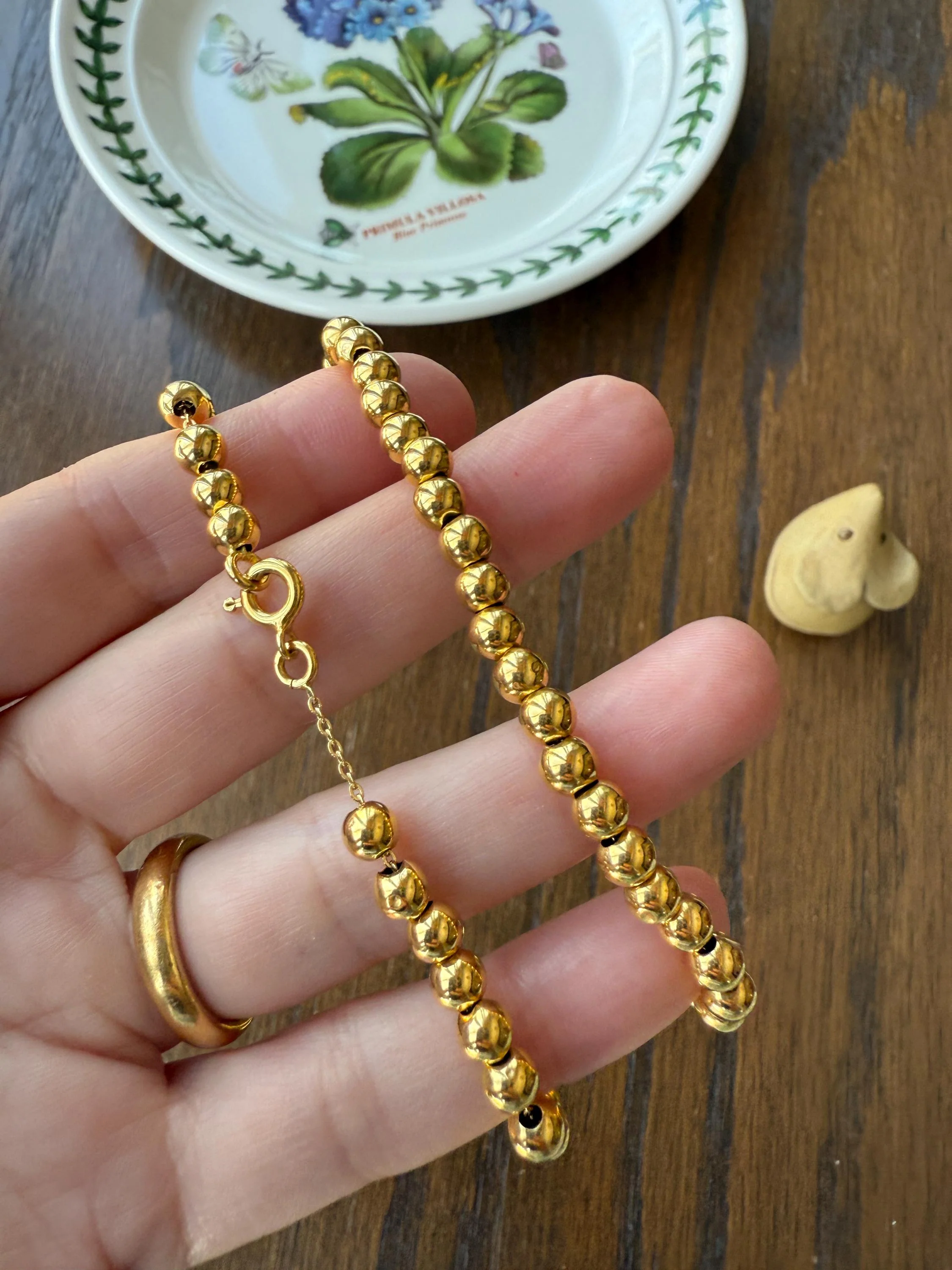 Uniform French Vintage 10.2g 18k GOLD Pearl Solid Traditional Marseille Chain Necklace Smaller Beads 18" Collar Neckmess Staple - Image 9