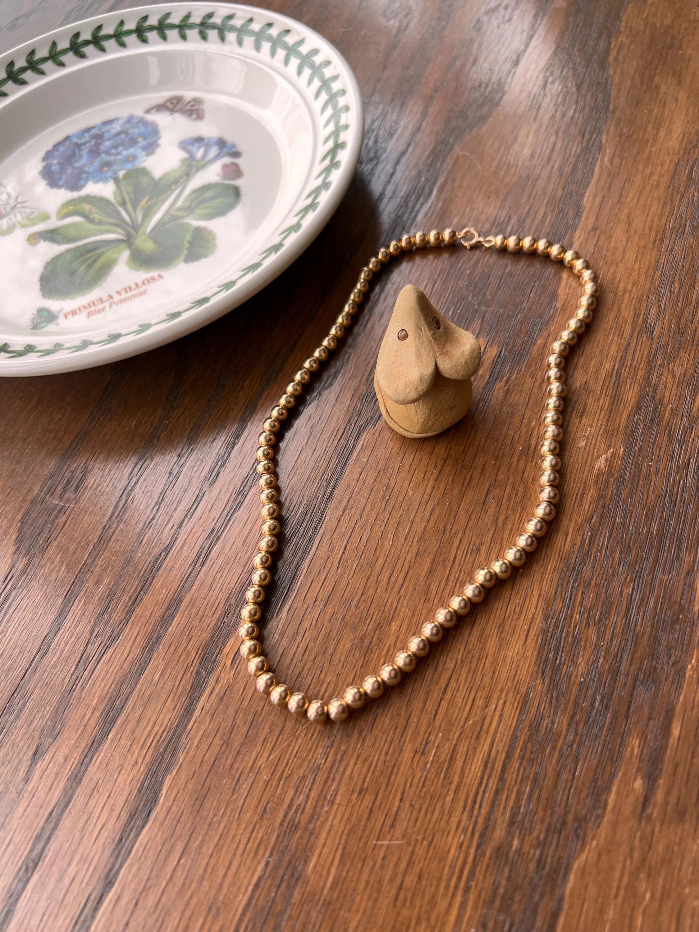 Uniform French Vintage to Antique 23.2g 18k GOLD Pearl Solid Traditional Marseille Necklace Smaller Beads Choker Collar Chain - Image 3