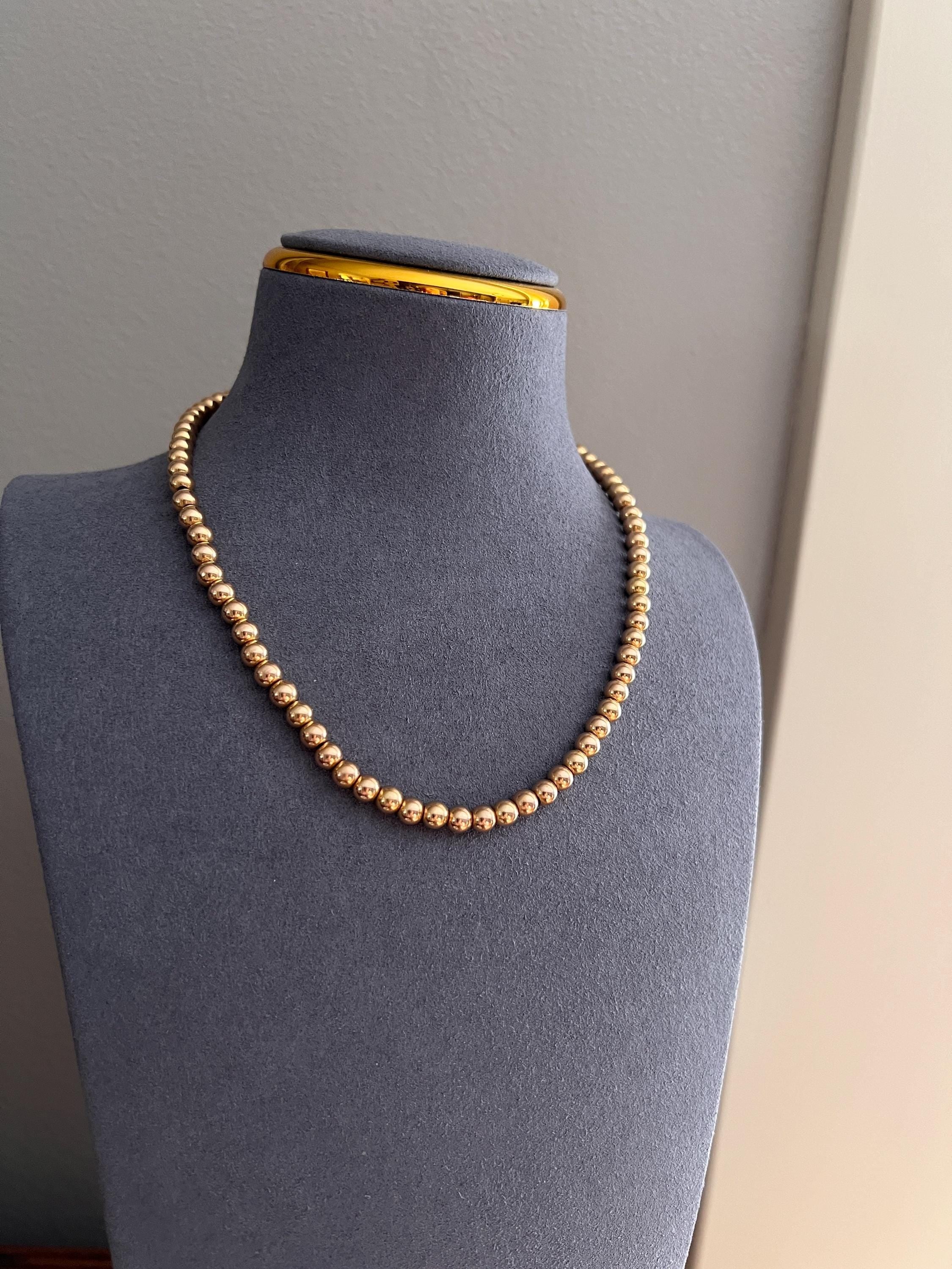 Uniform French Vintage to Antique 23.2g 18k GOLD Pearl Solid Traditional Marseille Necklace Smaller Beads Choker Collar Chain - Image 4