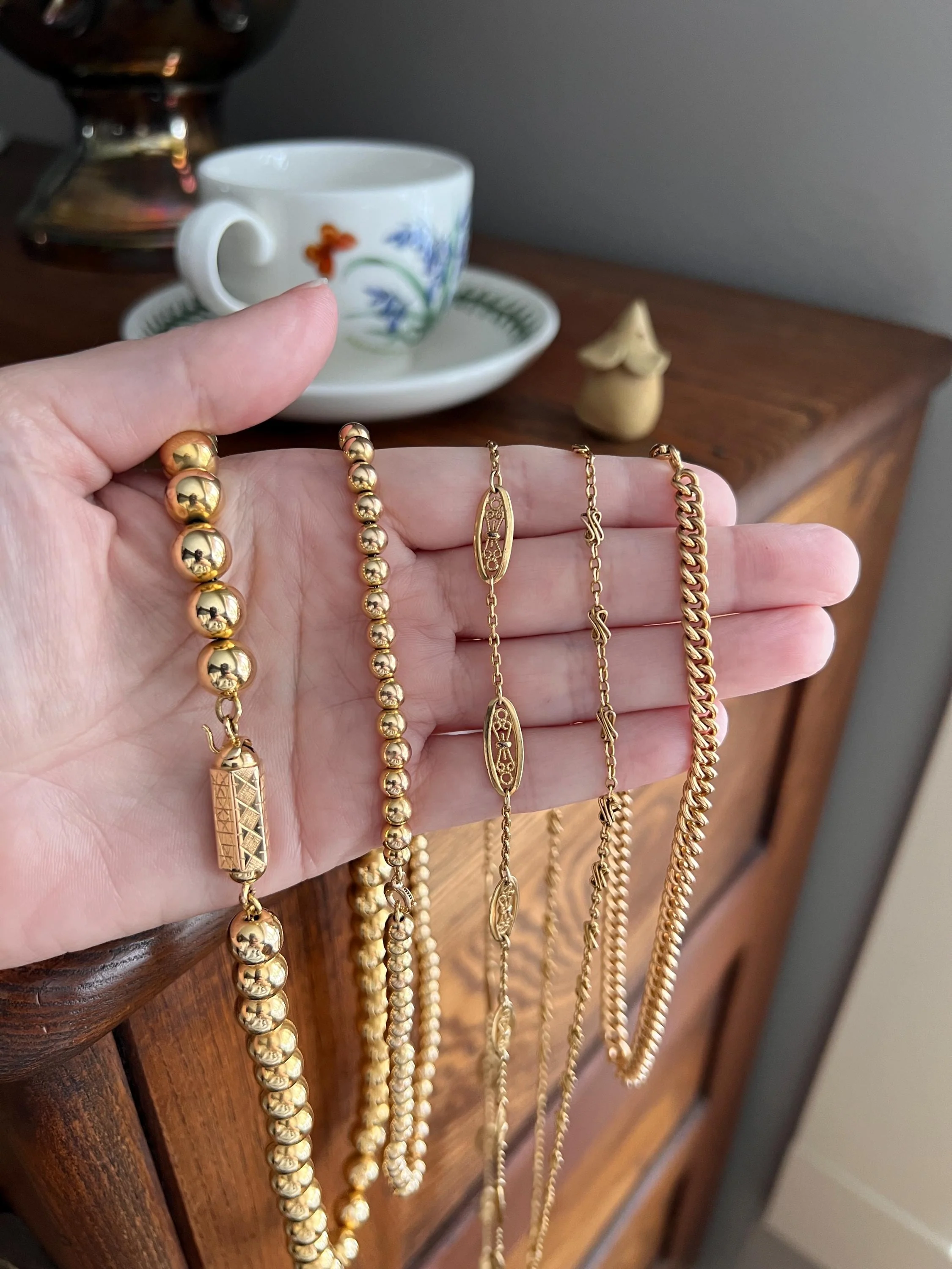Uniform French Vintage to Antique 23.2g 18k GOLD Pearl Solid Traditional Marseille Necklace Smaller Beads Choker Collar Chain - Image 5