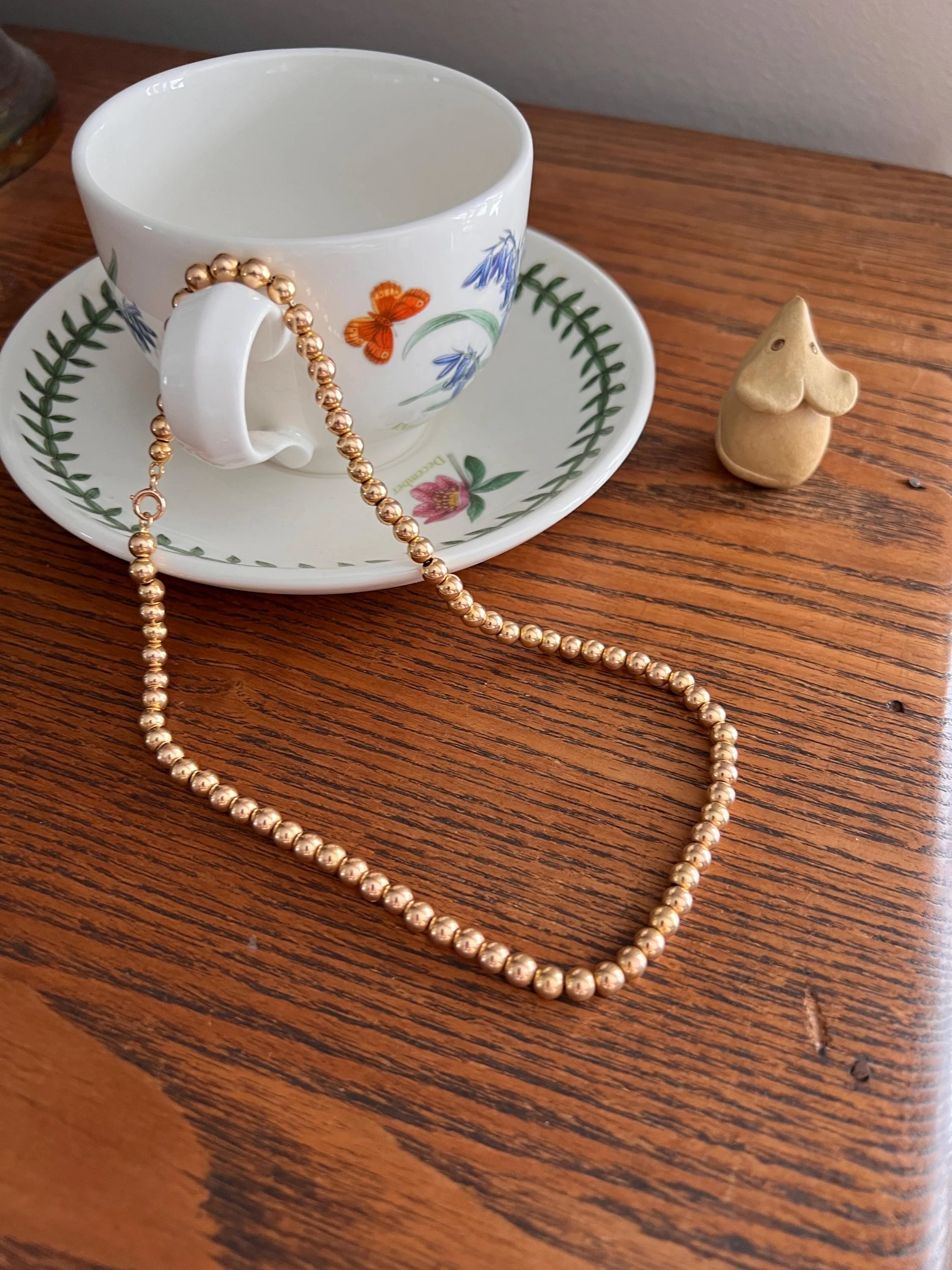 Uniform French Vintage to Antique 23.2g 18k GOLD Pearl Solid Traditional Marseille Necklace Smaller Beads Choker Collar Chain - Image 6