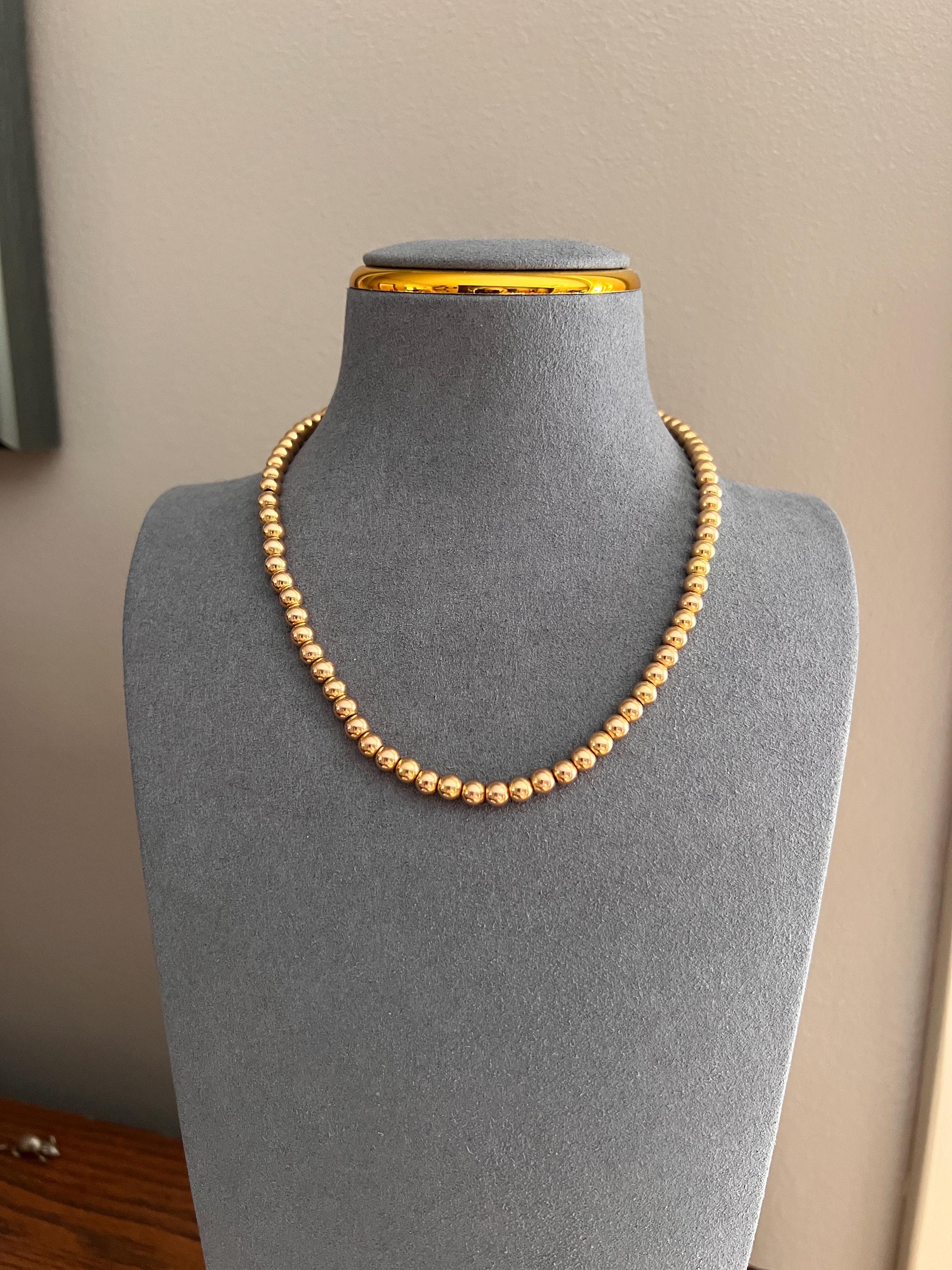 Uniform French Vintage to Antique 23.2g 18k GOLD Pearl Solid Traditional Marseille Necklace Smaller Beads Choker Collar Chain - Image 8