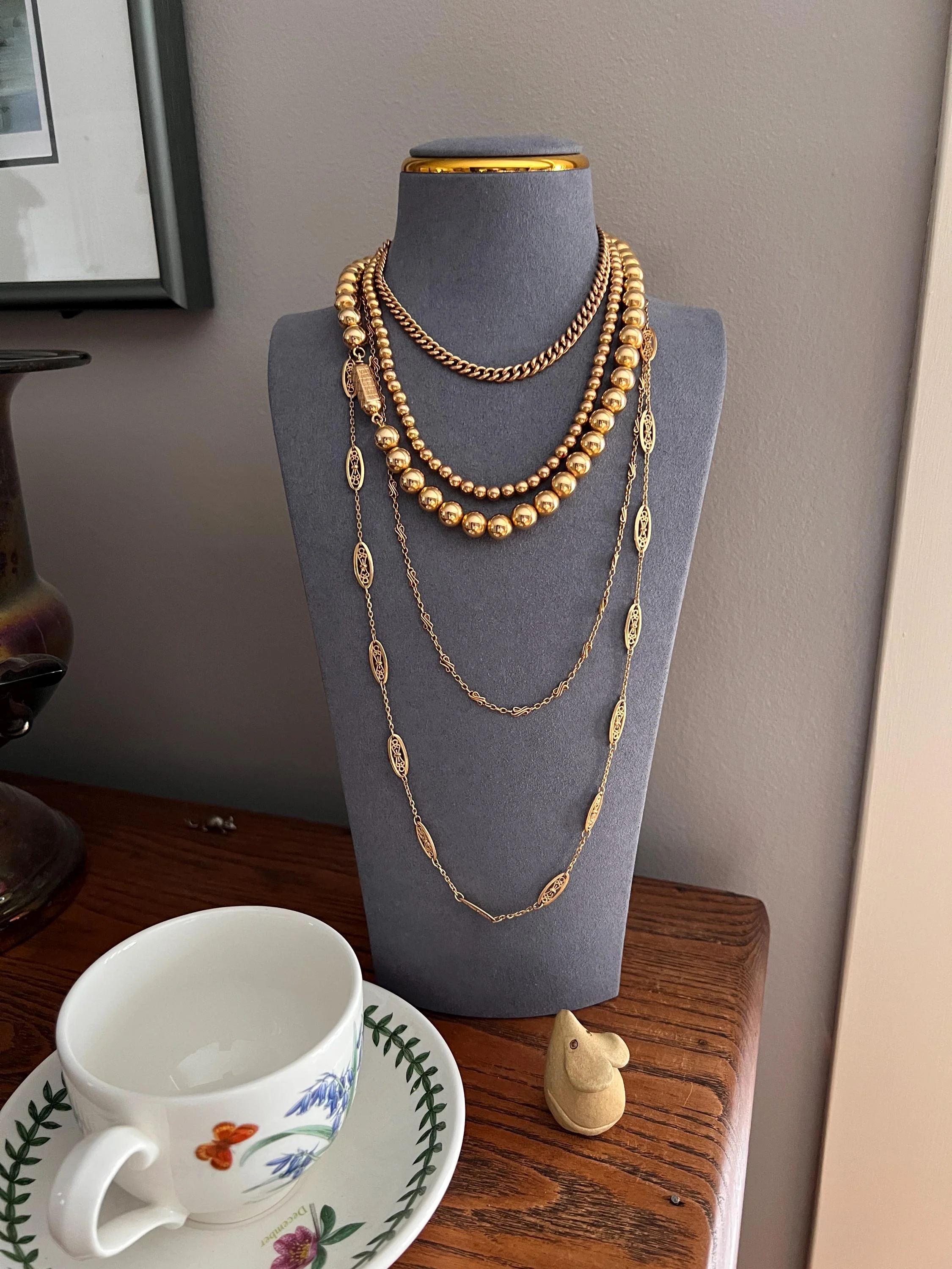Uniform French Vintage to Antique 23.2g 18k GOLD Pearl Solid Traditional Marseille Necklace Smaller Beads Choker Collar Chain - Image 9