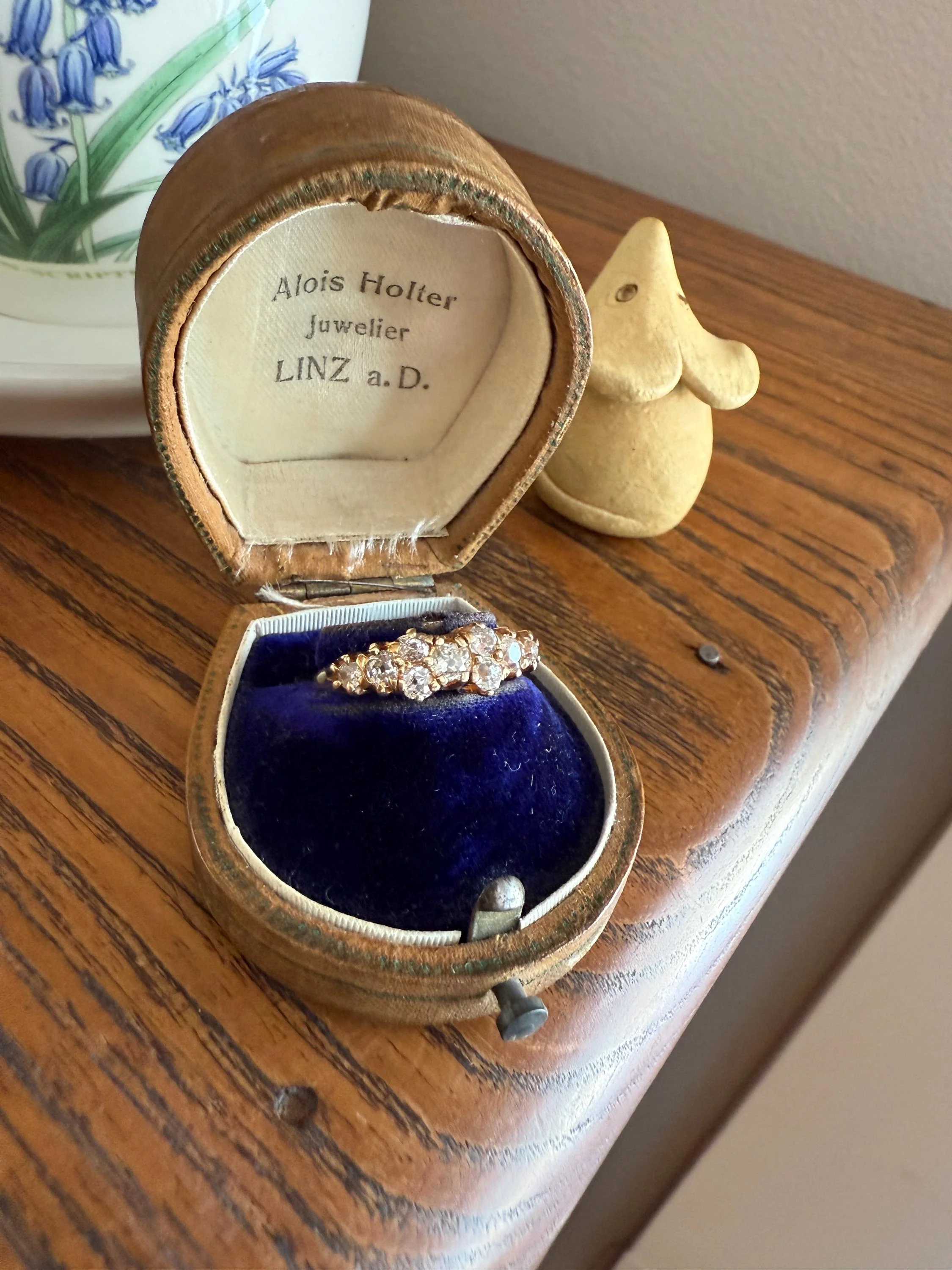 Unique Antique .9 Carat Old Mine Cut Diamond Nine Stone Band Mini Cluster Ring 18k Gold Victorian - Image 3
