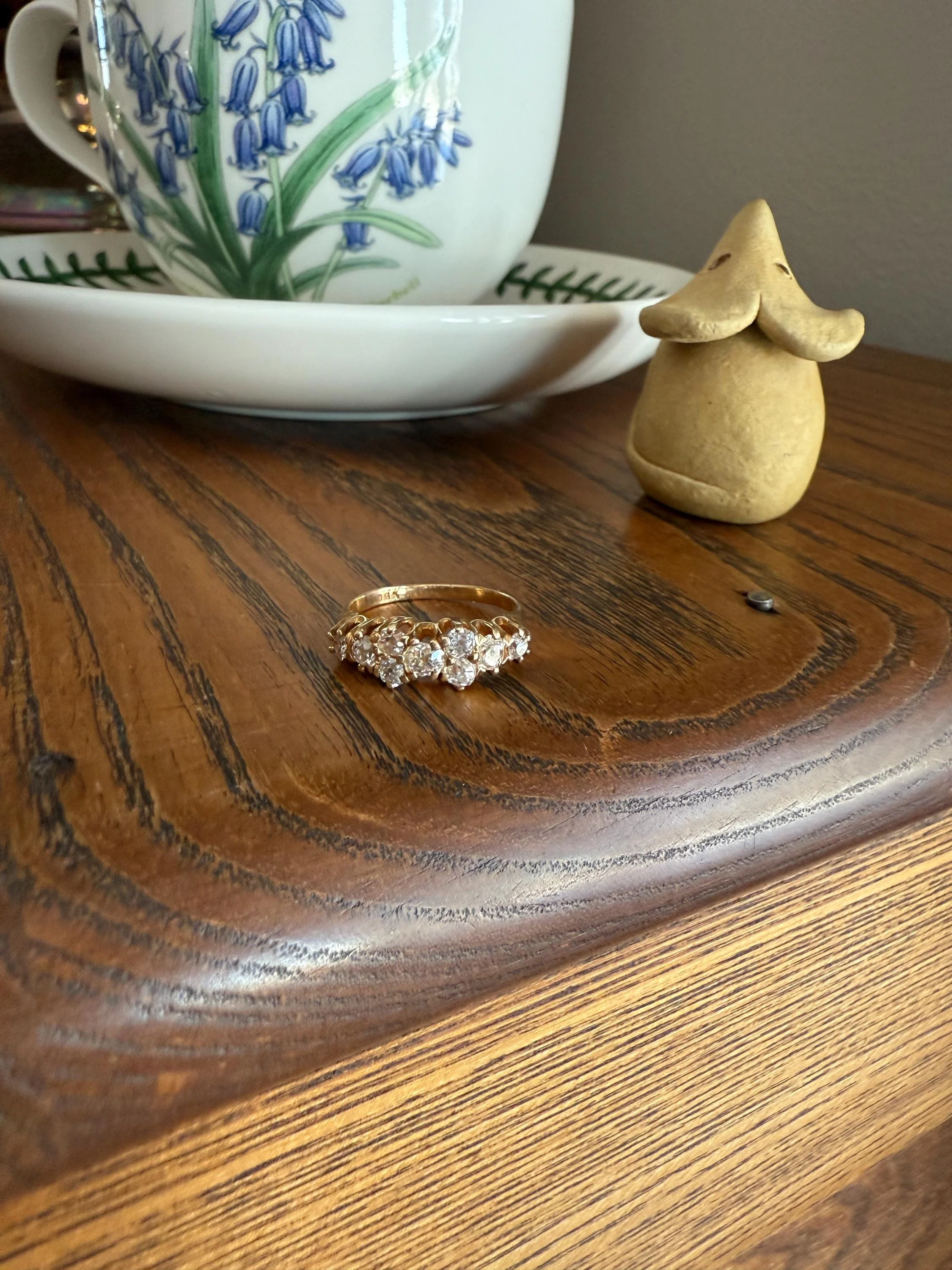 Unique Antique .9 Carat Old Mine Cut Diamond Nine Stone Band Mini Cluster Ring 18k Gold Victorian - Image 7