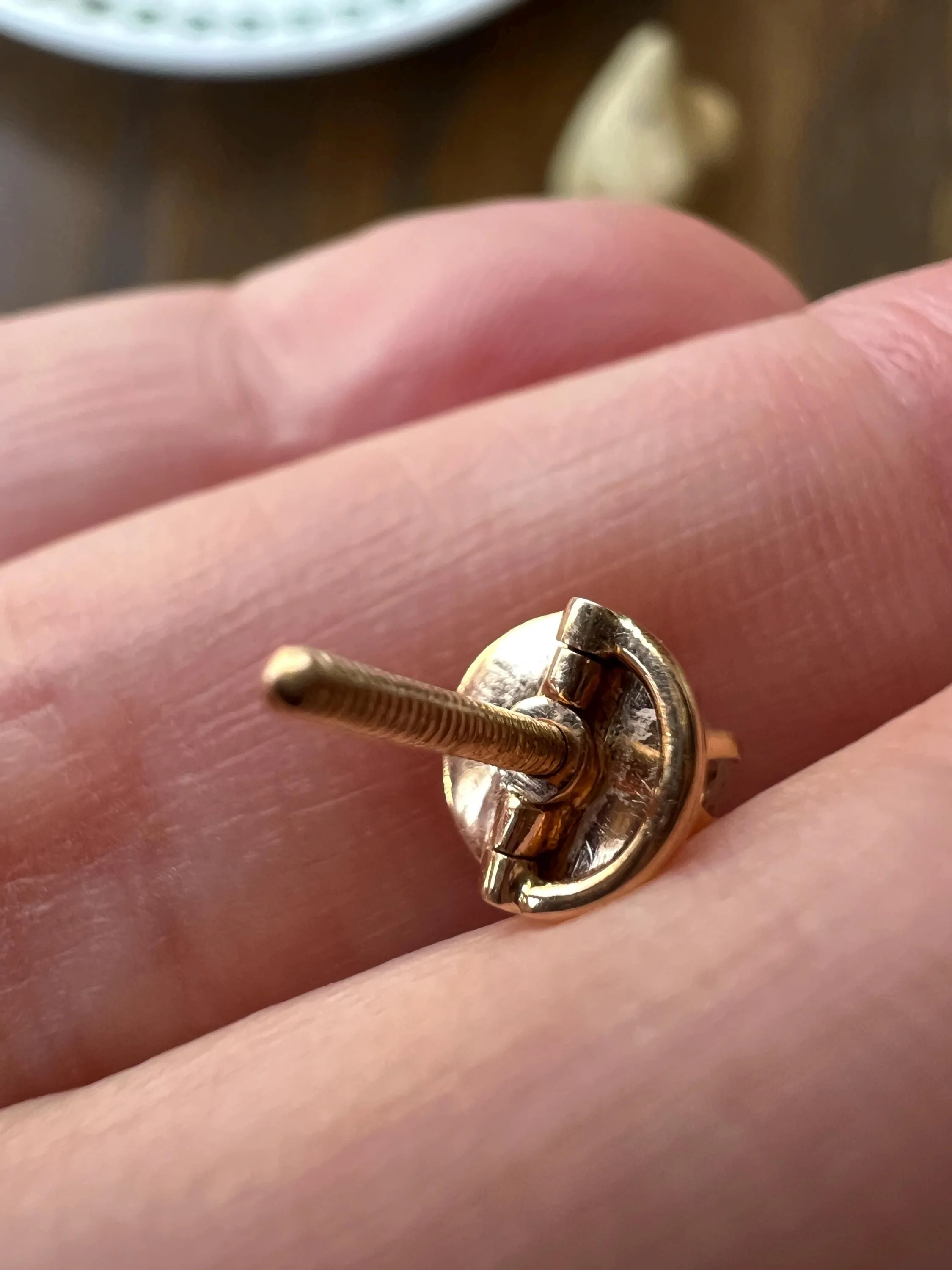 UNIQUE Custom Antique Elongated Old Mine Rose Cut DIAMONDS 18k Gold Screw Back Stud EARRINGS - Image 10