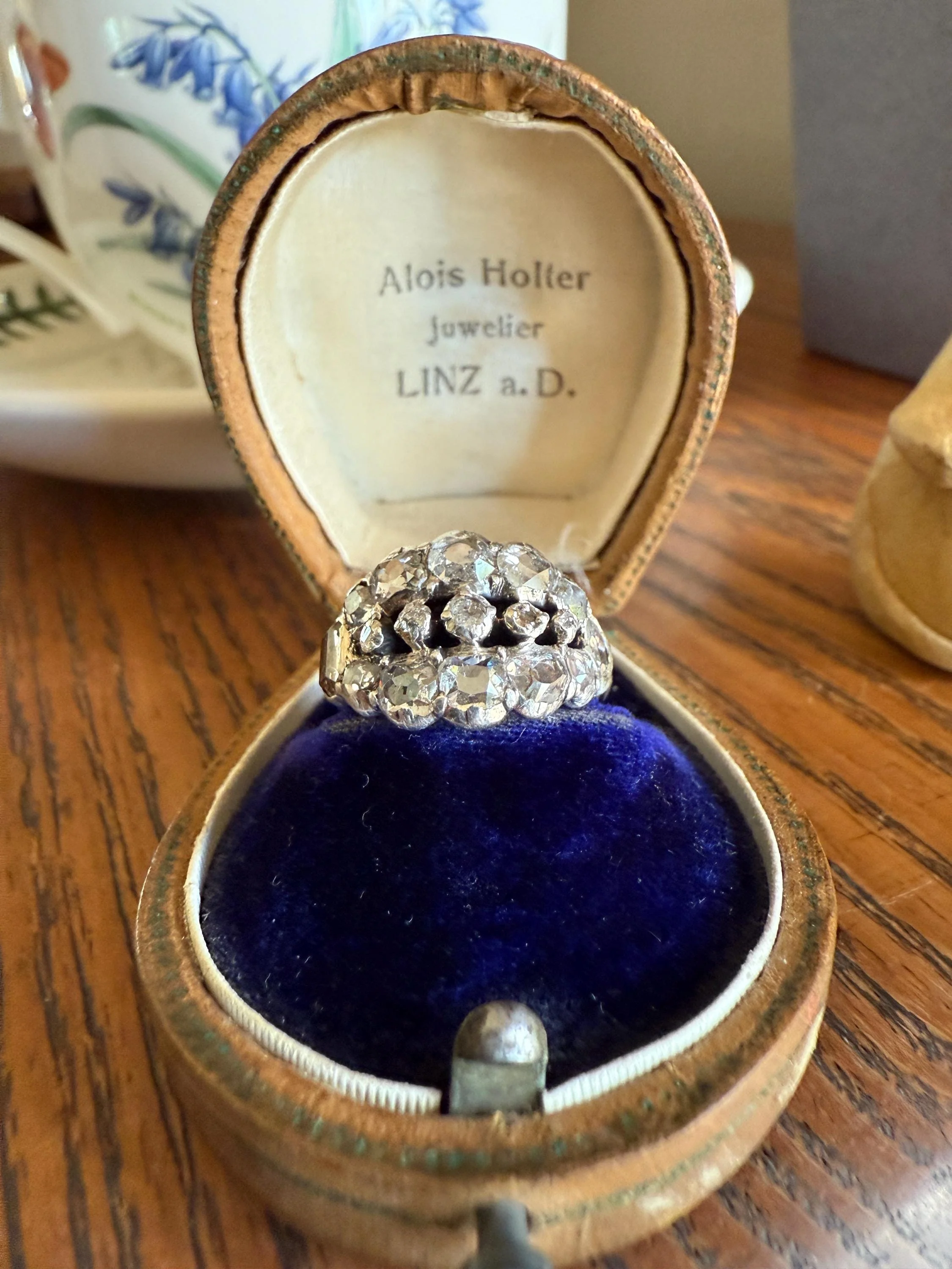 UNIQUE Mixed Old Cut DIAMOND Georgian Era Triple Row Ring Rose Table Old Mine Cut Combo 14k Gold Silver Open Back Stacker Ooak Gift - Image 20
