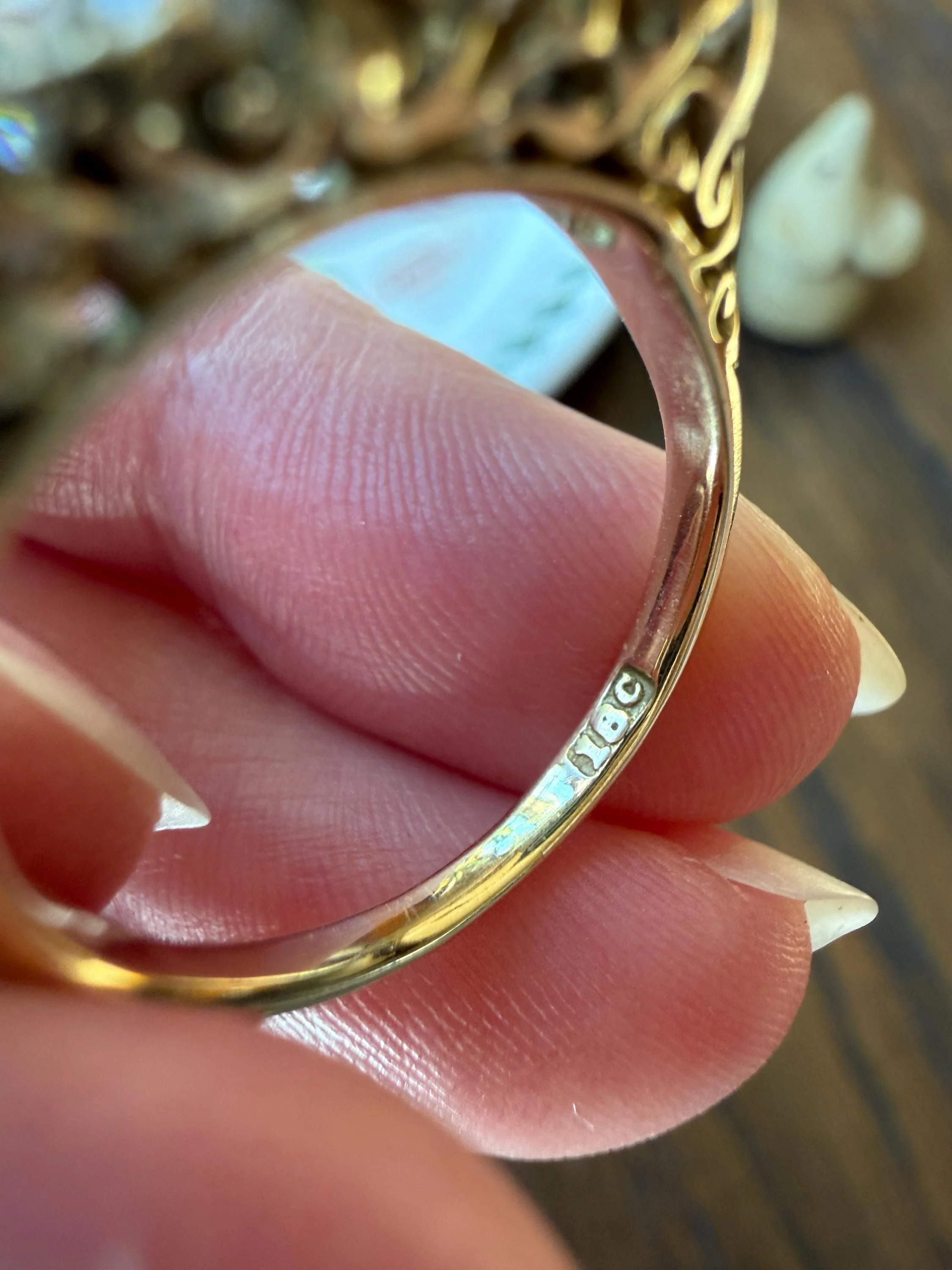 Victorian 2.25 Carats Antique Old Mine Cut Diamond Five Stone Ring 18k Gold Chunky Scrolled Ornate Band - Image 20