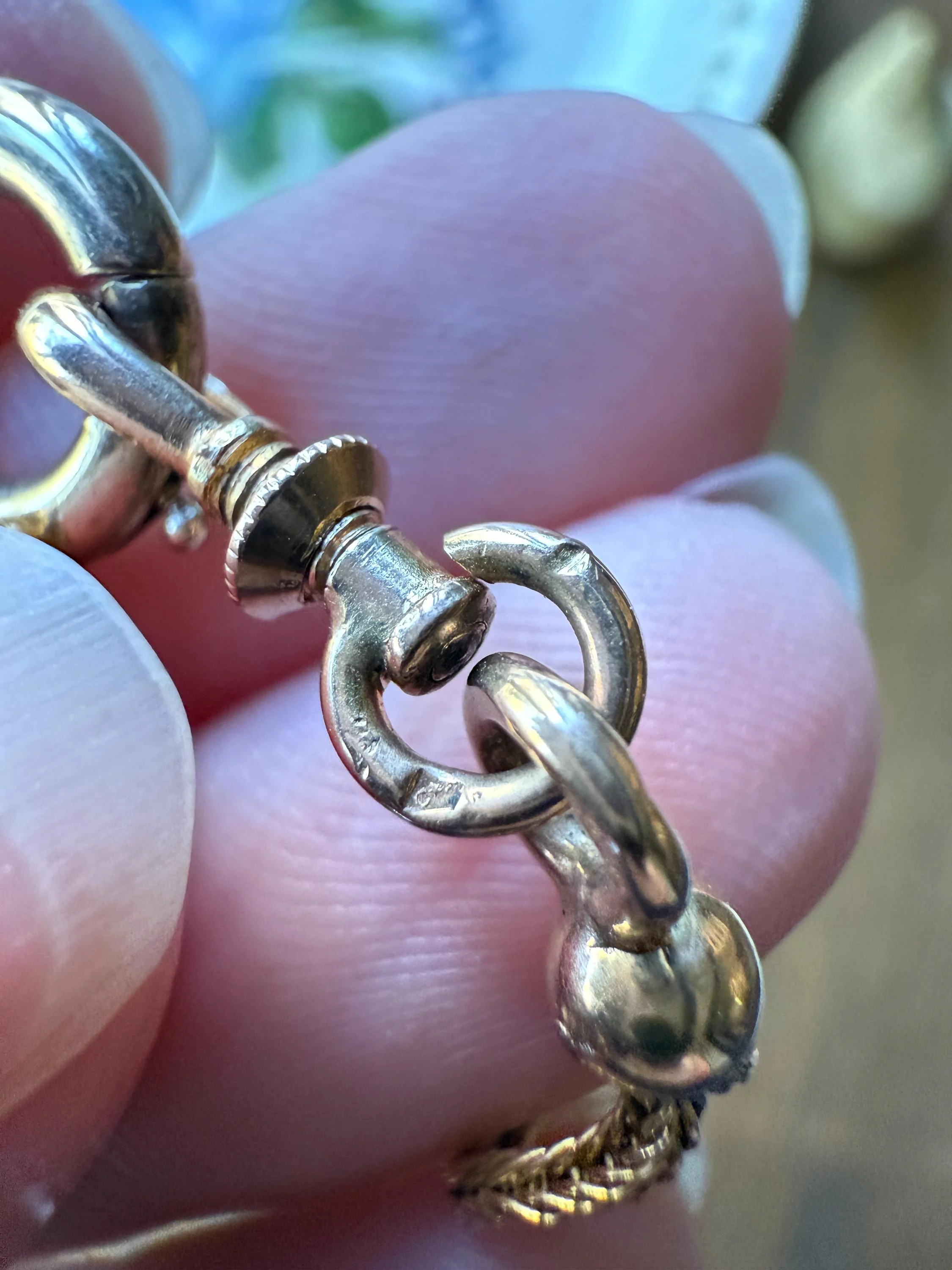 Victorian ANTIQUE Hallmark French 9.5g 18k Gold Solid Double Box Chain Watch Necklace Extender Bracelet Connector Dog Clip Pendant Holder - Image 12