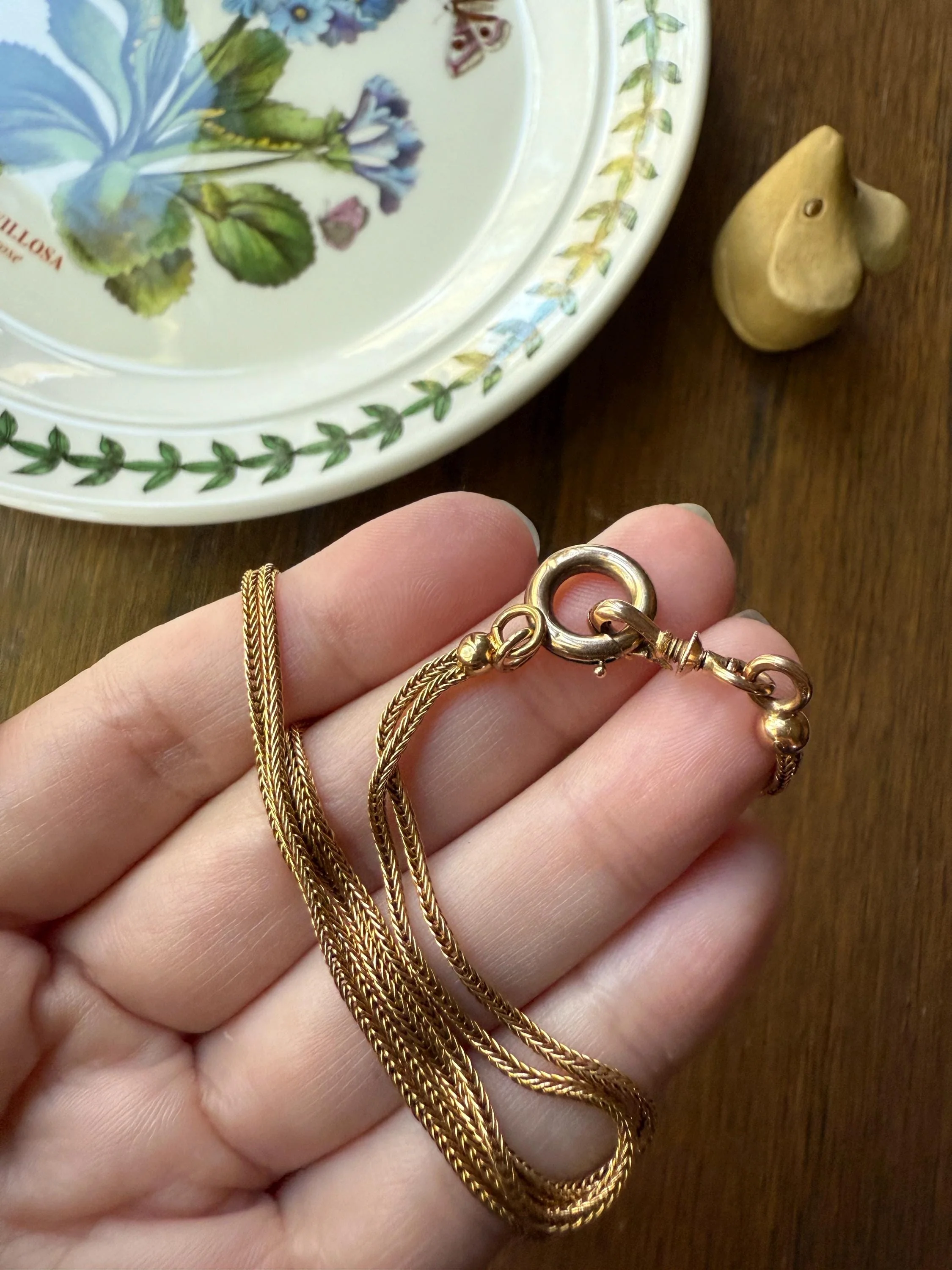 Victorian ANTIQUE Hallmark French 9.5g 18k Gold Solid Double Box Chain Watch Necklace Extender Bracelet Connector Dog Clip Pendant Holder - Image 3