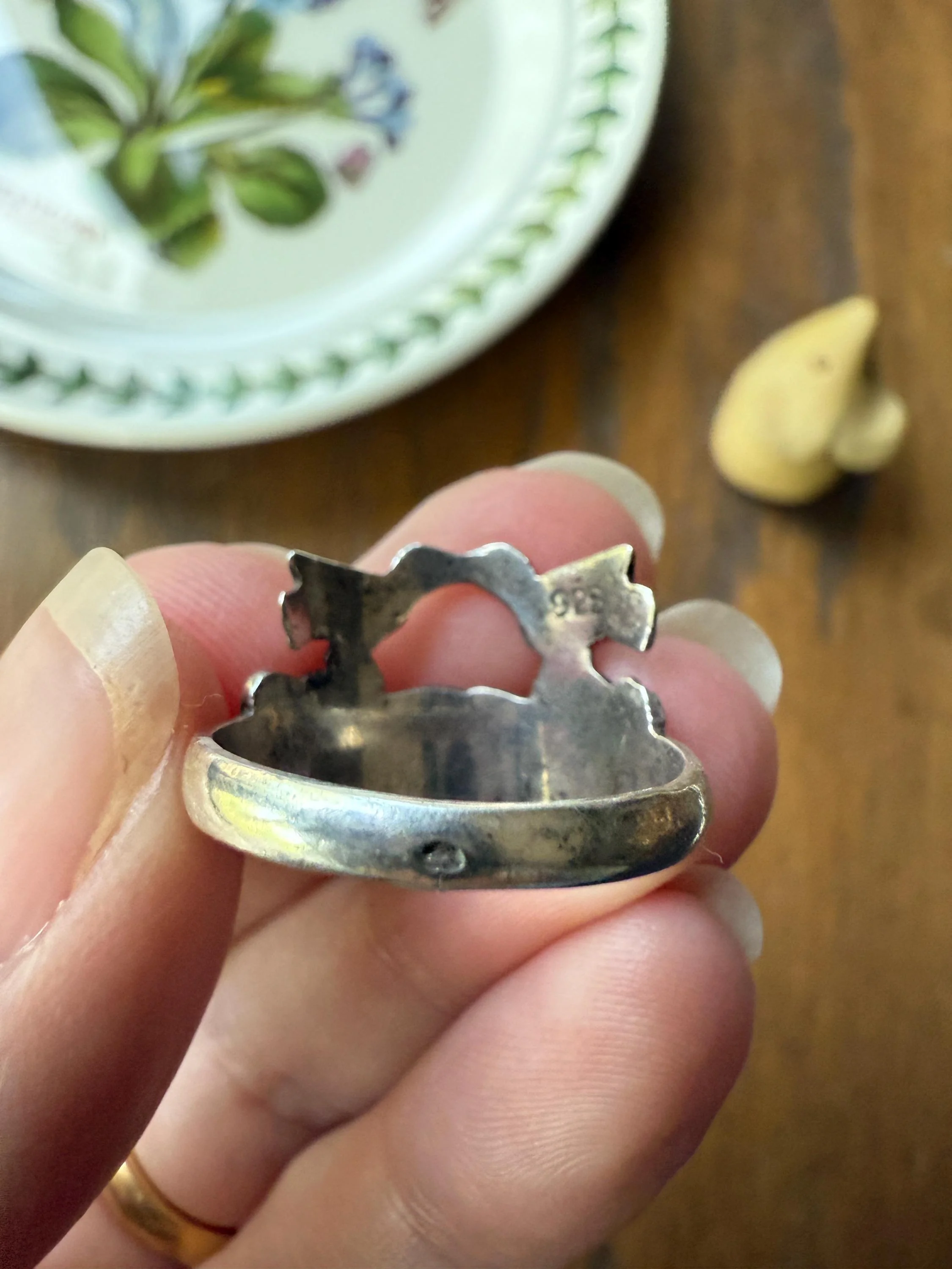 Victorian Antique LOVE BIRDS Floral French Fede Betrothal Ring Solid Silver Figural Traditional Engagement Band - Image 10