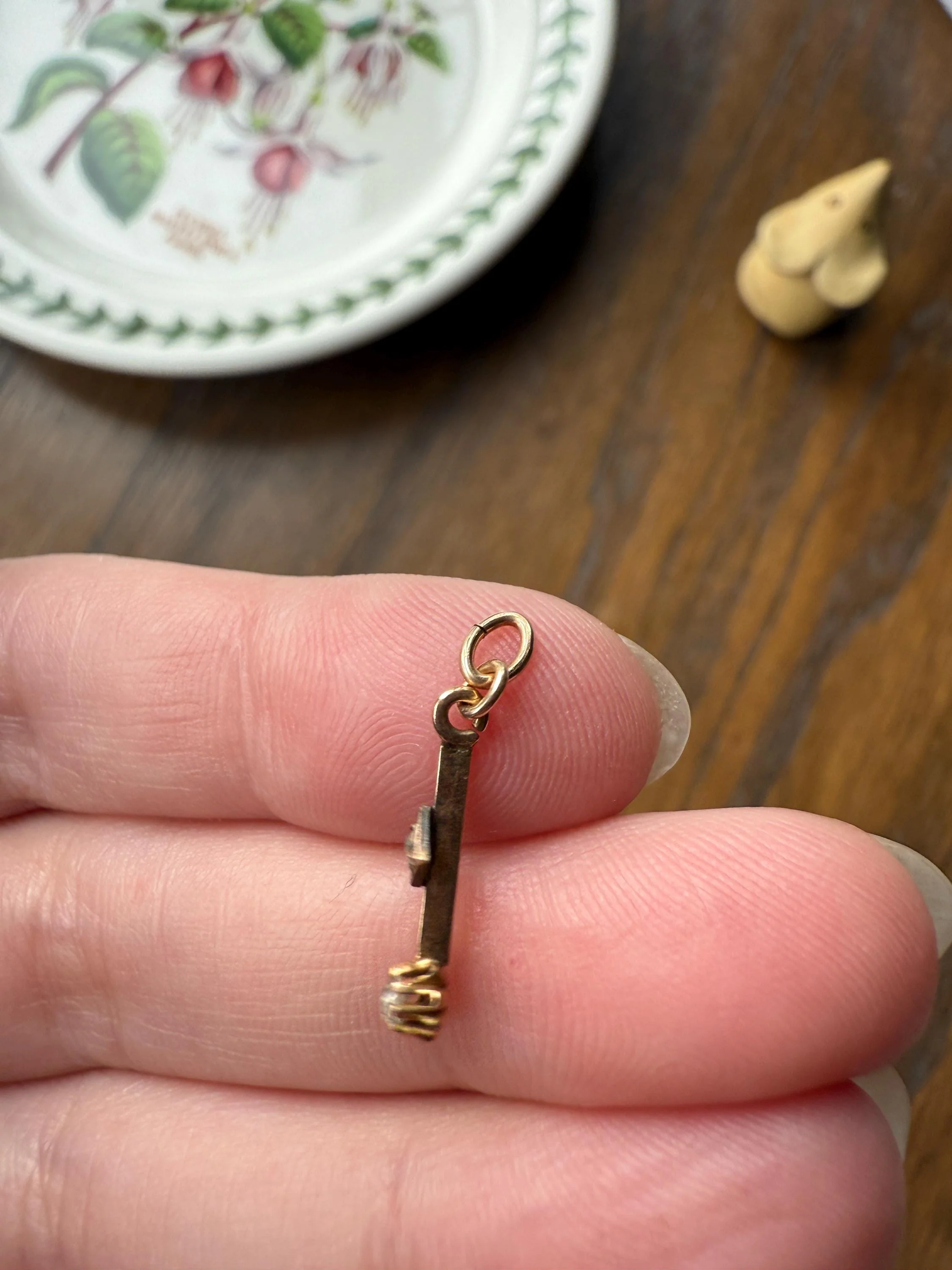 VICTORIAN Antique Old Mine Cut DIAMOND Rose Cut Dangle PENDANT Linear Charm 18k Gold 10k Loop French Belle Epoque Buttercup Minimalist Gift - Image 2