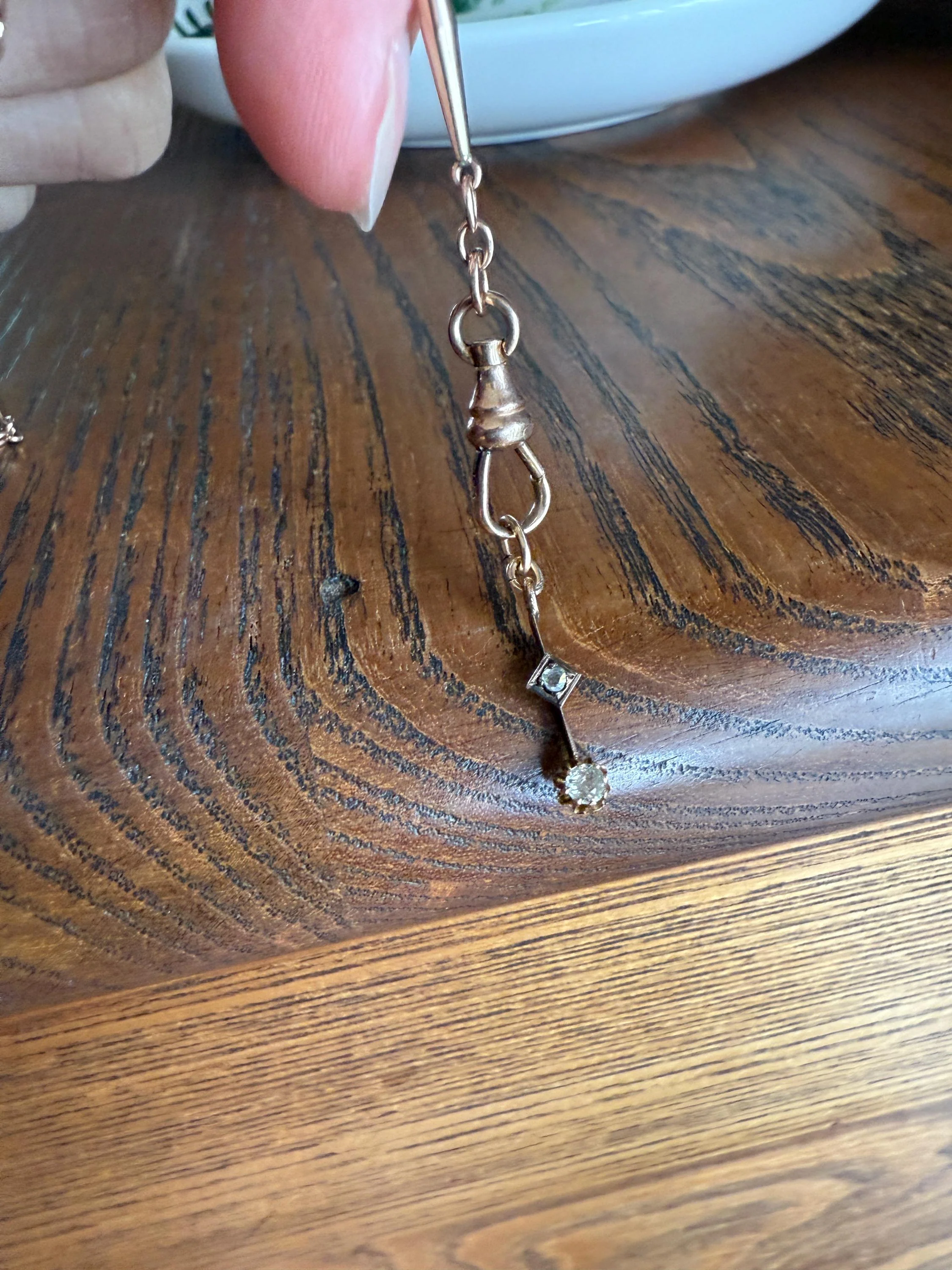VICTORIAN Antique Old Mine Cut DIAMOND Rose Cut Dangle PENDANT Linear Charm 18k Gold 10k Loop French Belle Epoque Buttercup Minimalist Gift - Image 4
