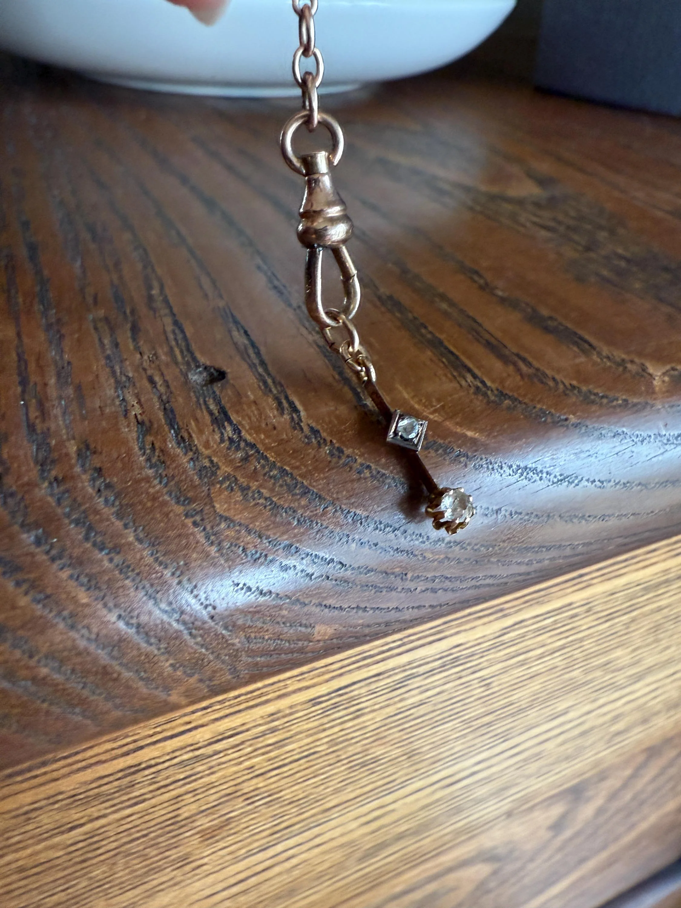 VICTORIAN Antique Old Mine Cut DIAMOND Rose Cut Dangle PENDANT Linear Charm 18k Gold 10k Loop French Belle Epoque Buttercup Minimalist Gift - Image 5