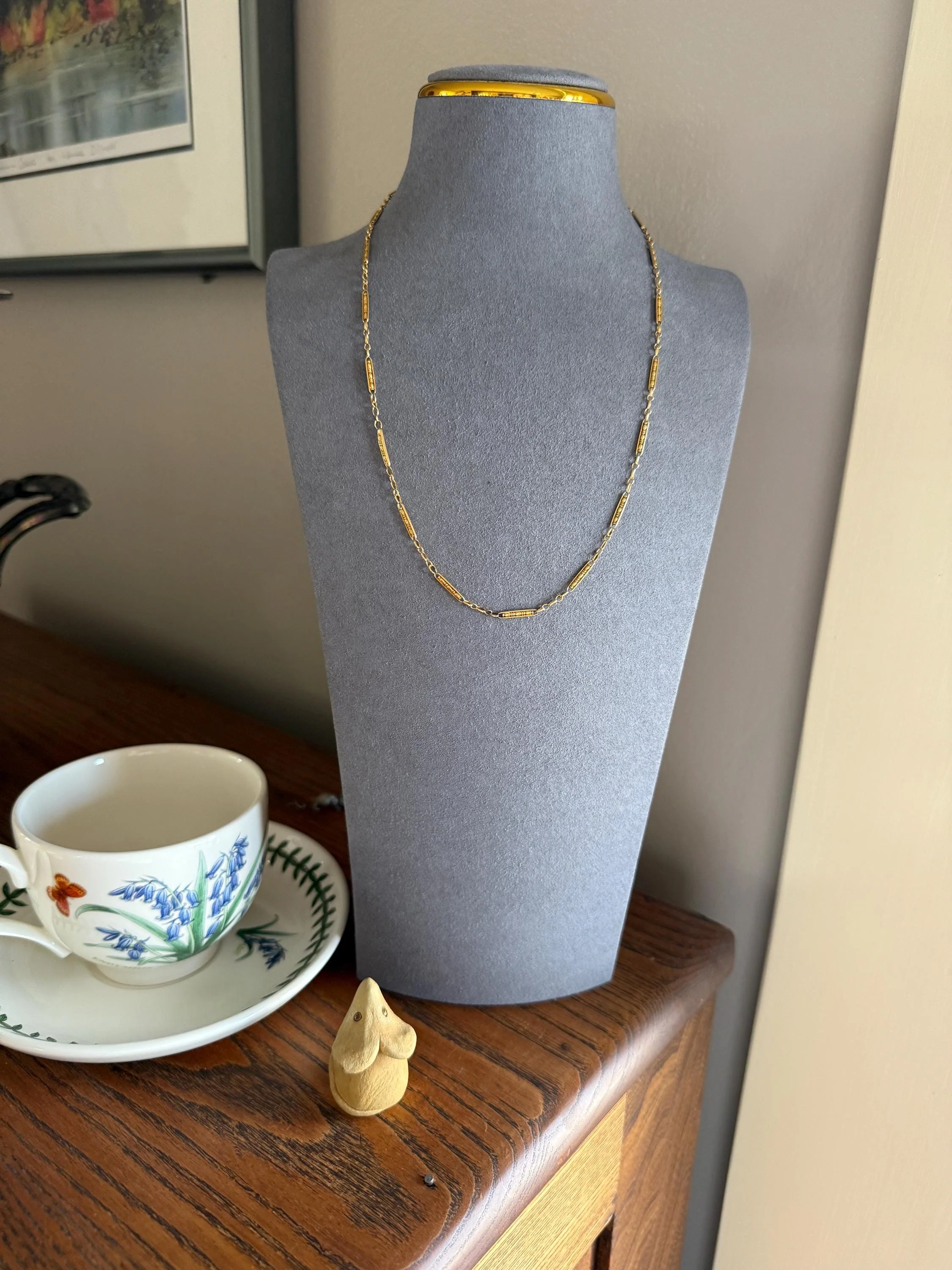 Victorian French Bar Twist Link Antique 6.9g 18k Gold Necklace Staple Chain 19.25" Collar Multi Wrap Bracelet - Image 14