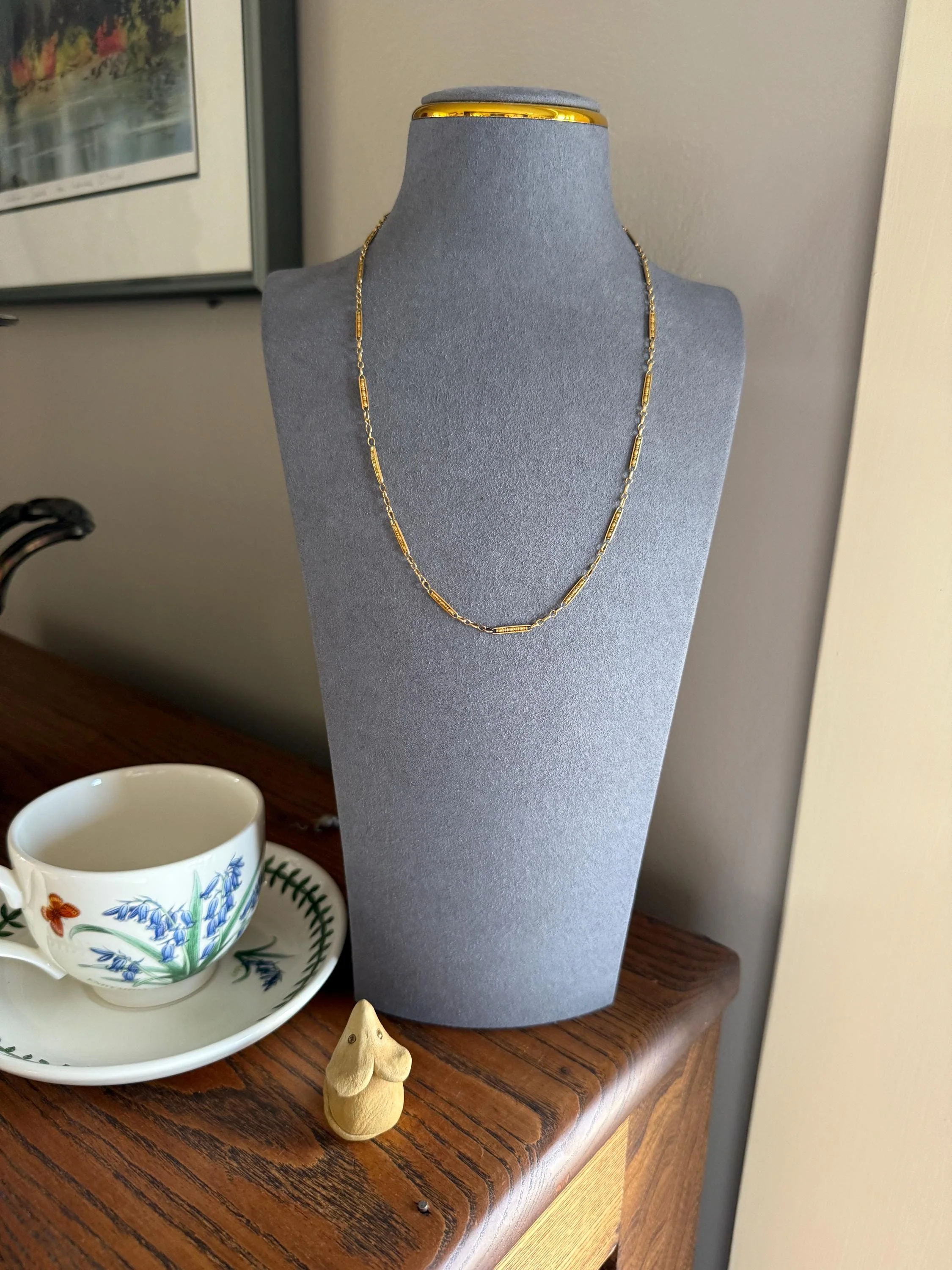 Victorian French Bar Twist Link Antique 6.9g 18k Gold Necklace Staple Chain 19.25" Collar Multi Wrap Bracelet - Image 2