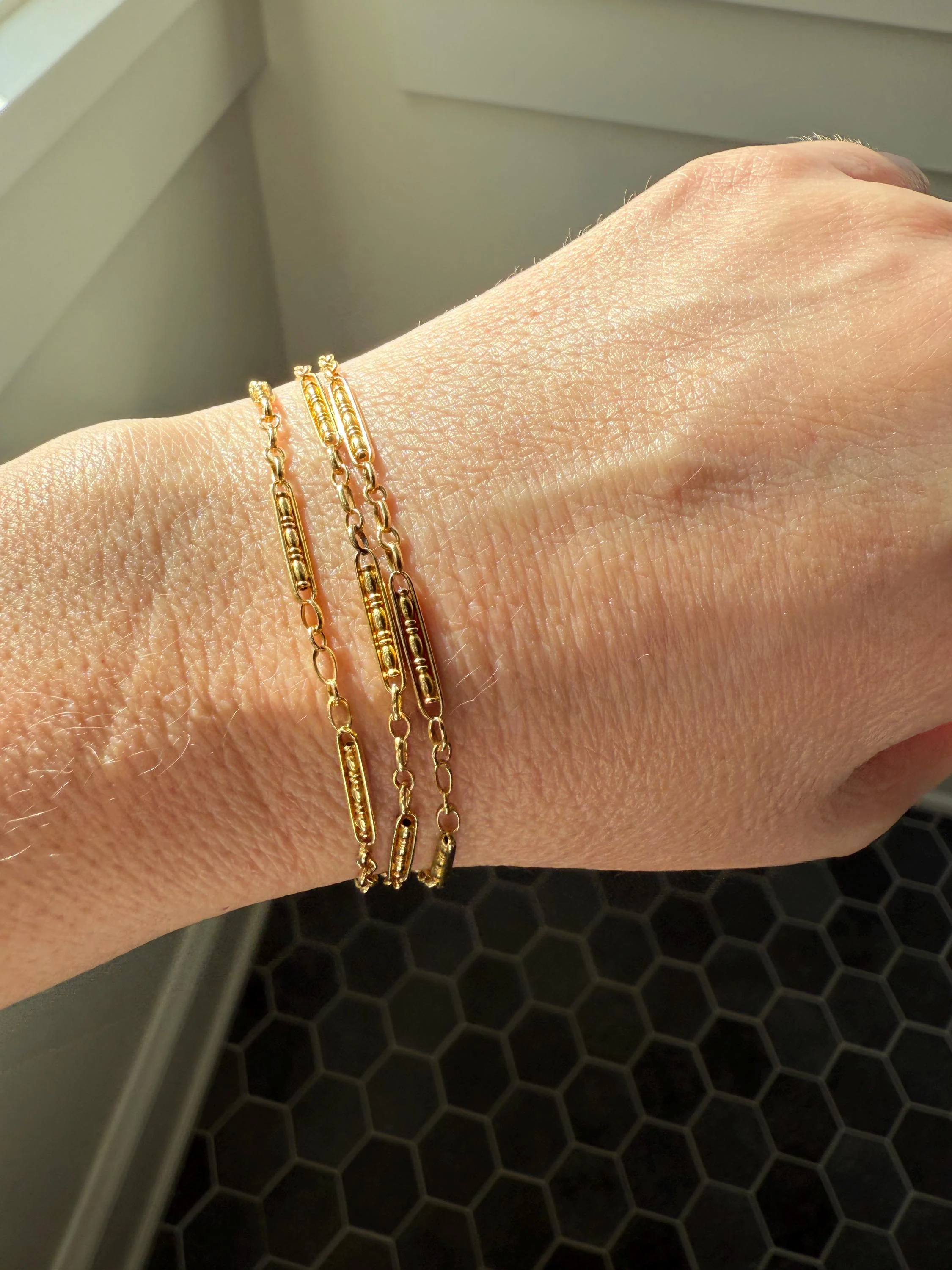 Victorian French Bar Twist Link Antique 6.9g 18k Gold Necklace Staple Chain 19.25" Collar Multi Wrap Bracelet - Image 3