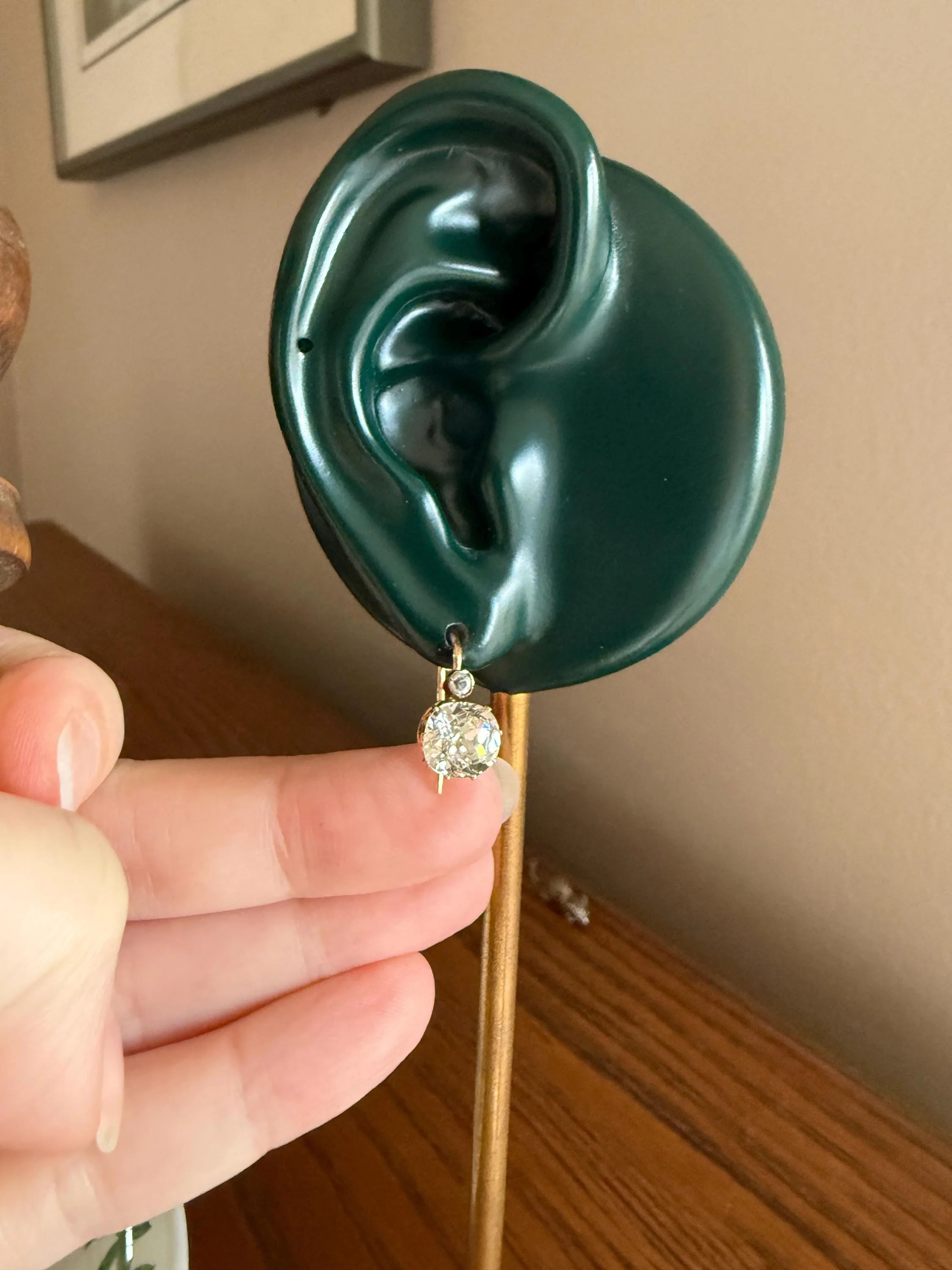 Victorian Large 4.5 Carats Total Antique Dangle Earrings Super Chunky Foiled Paste 18k Gold 4.5ctw Original Hand Made Mounts - Image 20