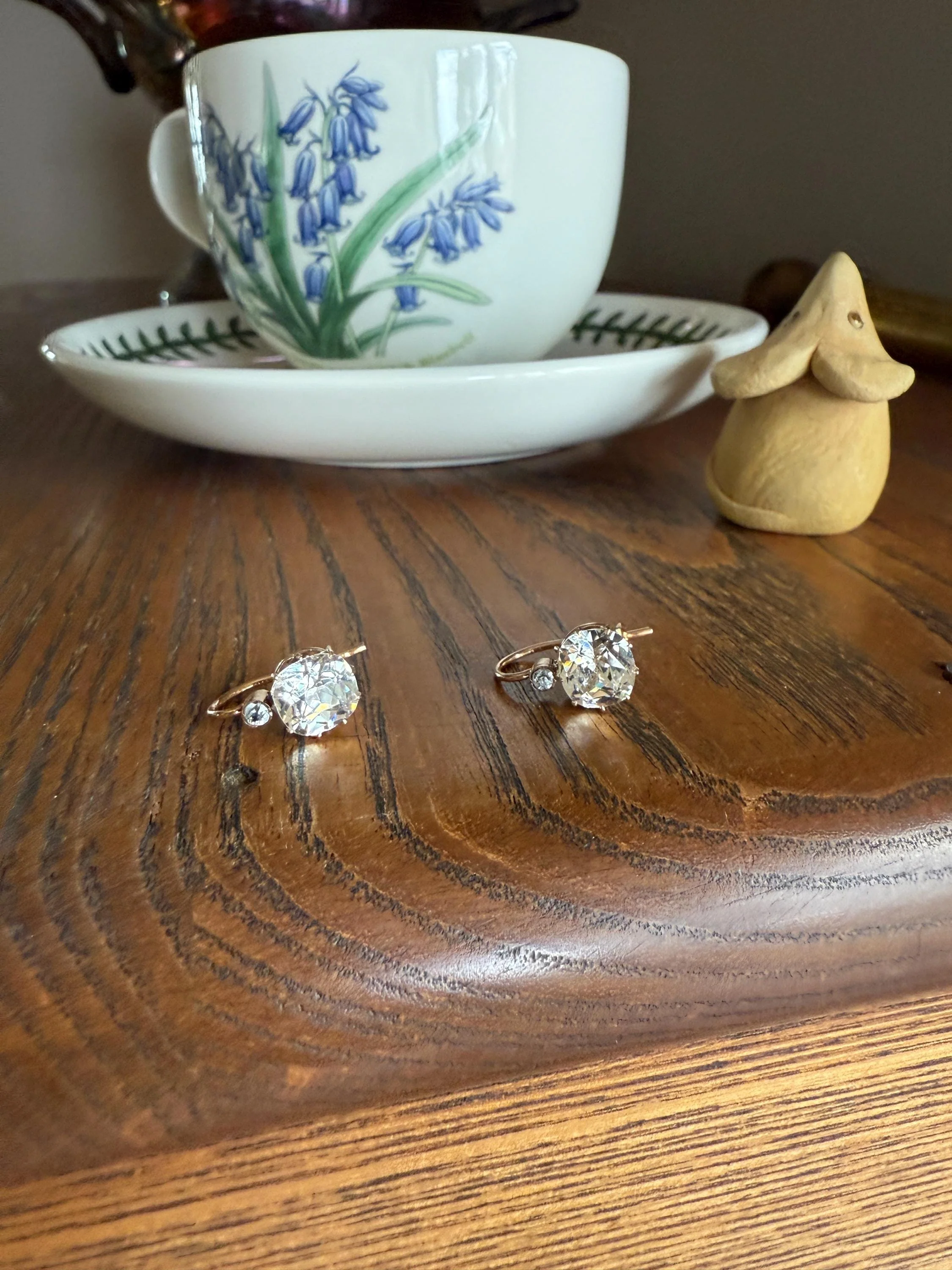 Victorian Large 4.5 Carats Total Antique Dangle Earrings Super Chunky Foiled Paste 18k Gold 4.5ctw Original Hand Made Mounts - Image 8