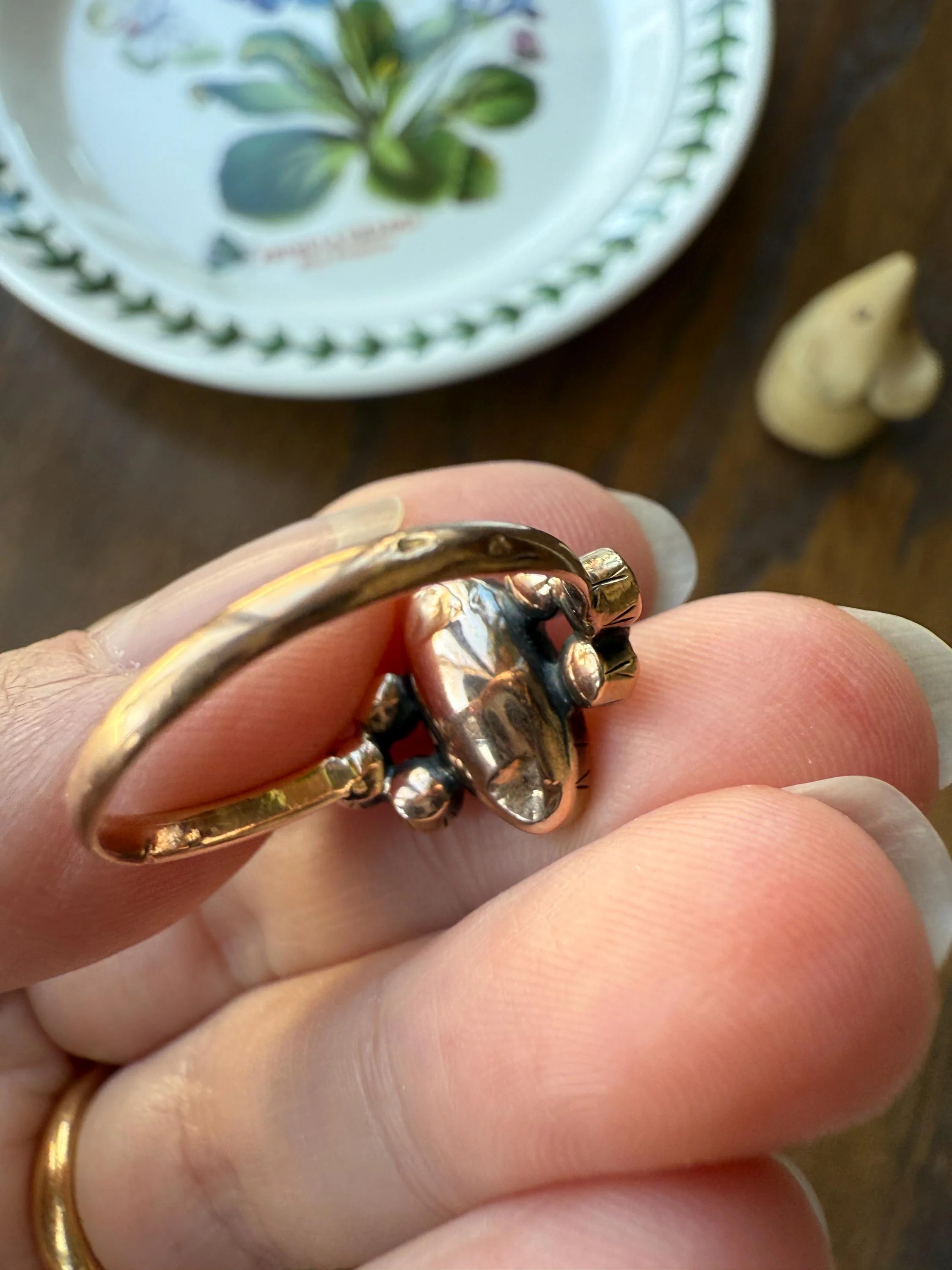 Victorian Perpignan Rose Cut GARNET French Seven Stone Ring Marquise & Round Betrothal Band 18k Gold Antique Period Hallmark Juicy Glow Red - Image 14