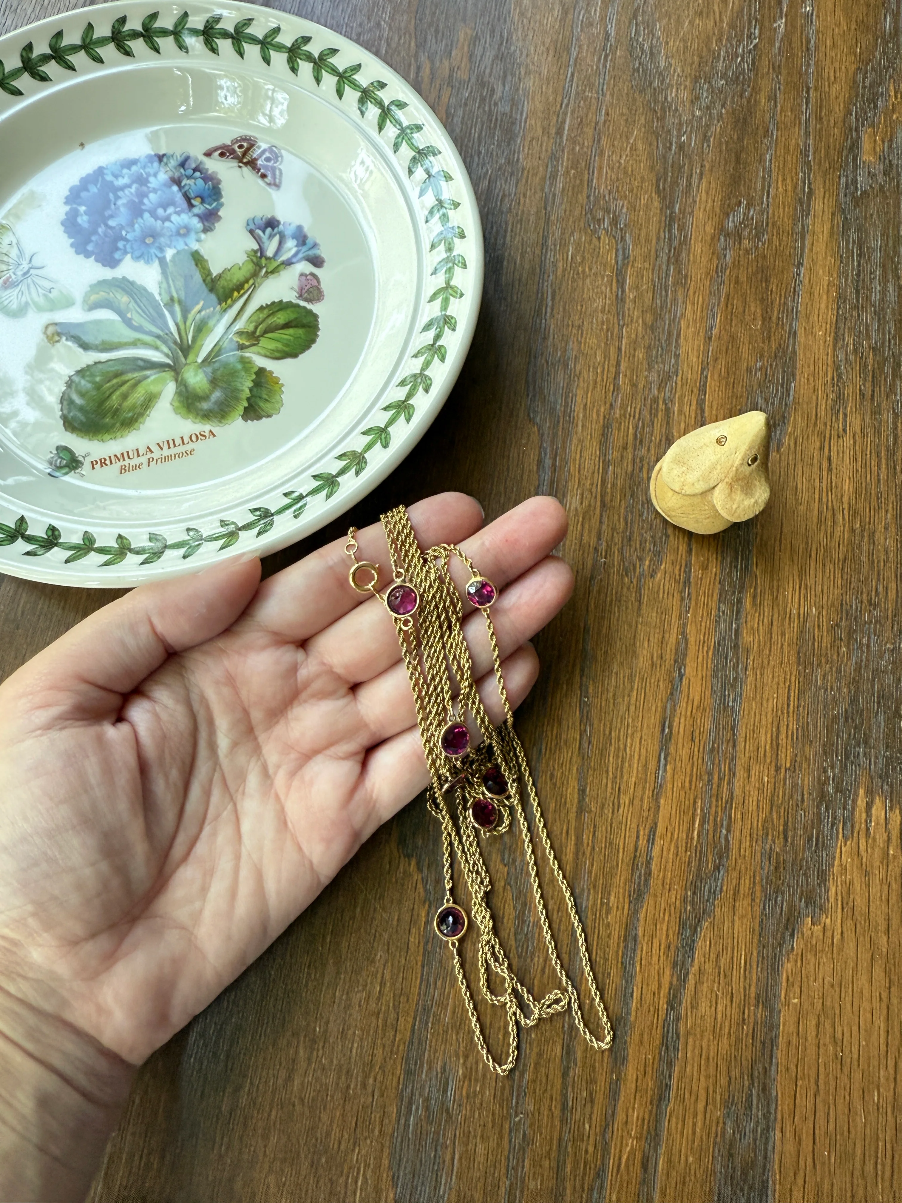 Victorian X Long Antique GARNET Station Chain Guard 67 Inch (!) 5.5 FEET 22g 14k GOLD Necklace Berry Pink Purple Neckmess Body Chain Gift - Image 12