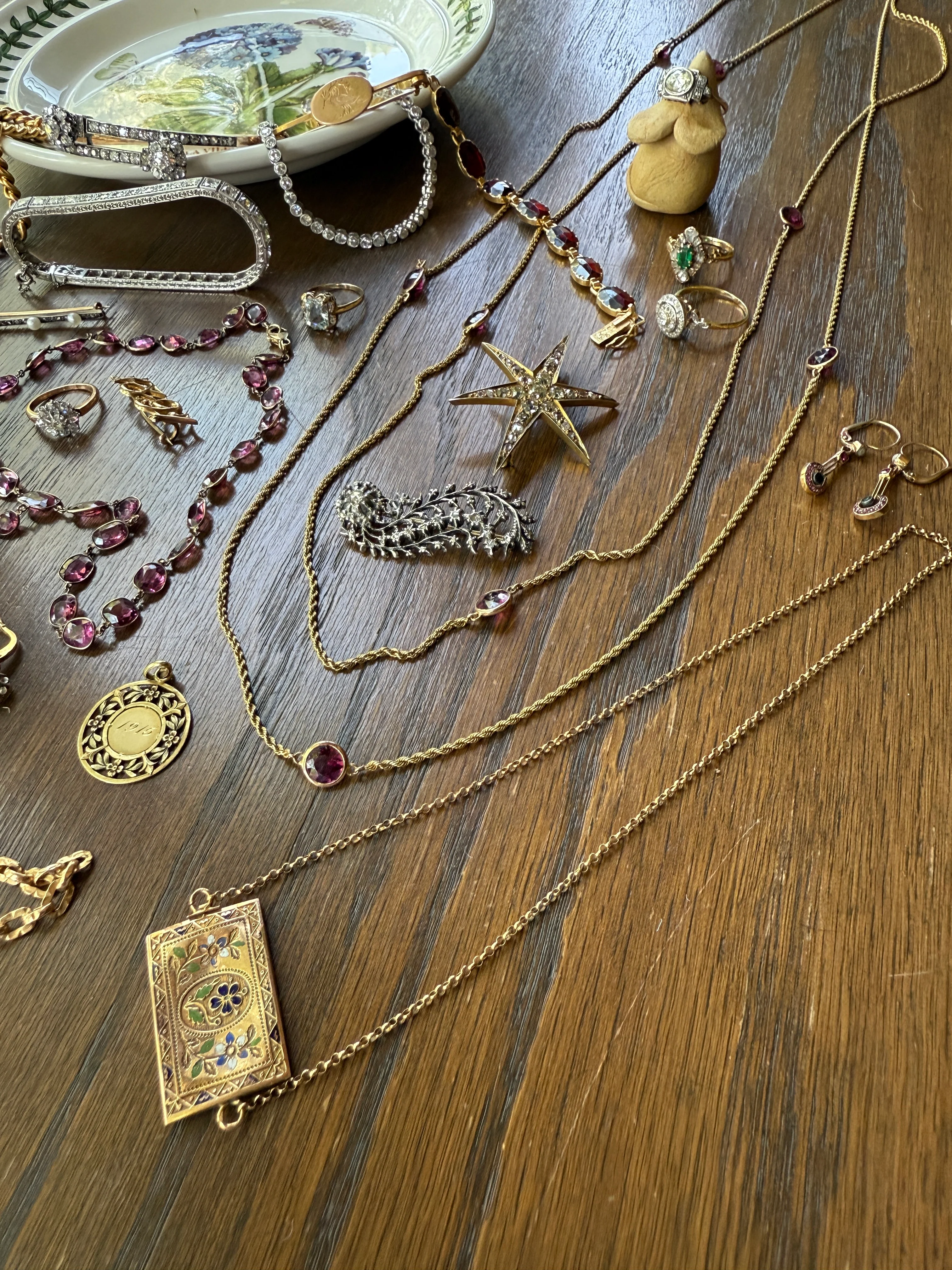 Victorian X Long Antique GARNET Station Chain Guard 67 Inch (!) 5.5 FEET 22g 14k GOLD Necklace Berry Pink Purple Neckmess Body Chain Gift - Image 30