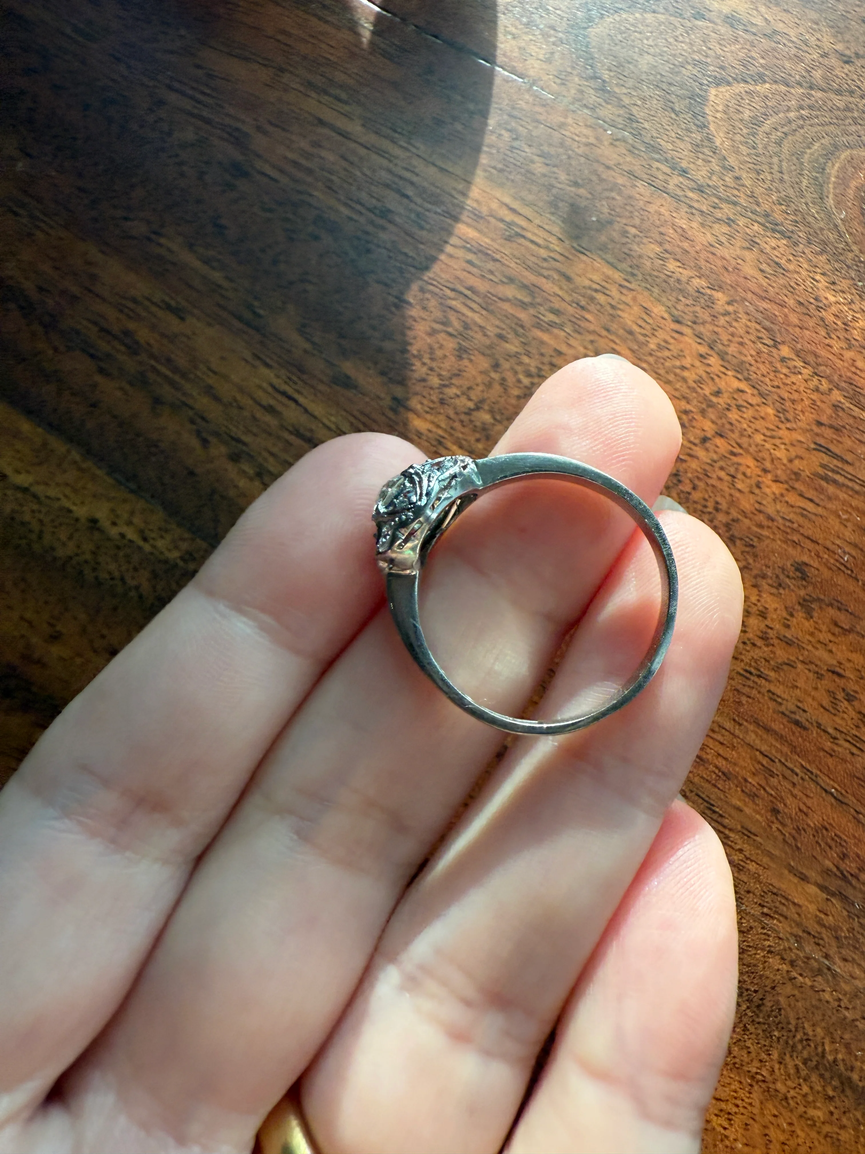 Vintage 1 Carat Tdw Antique Old European Cut Diamonds 18k White Gold Ring Scandinavian Domed Ornate Cluster Ring Art Deco Edwardian Style - Image 12