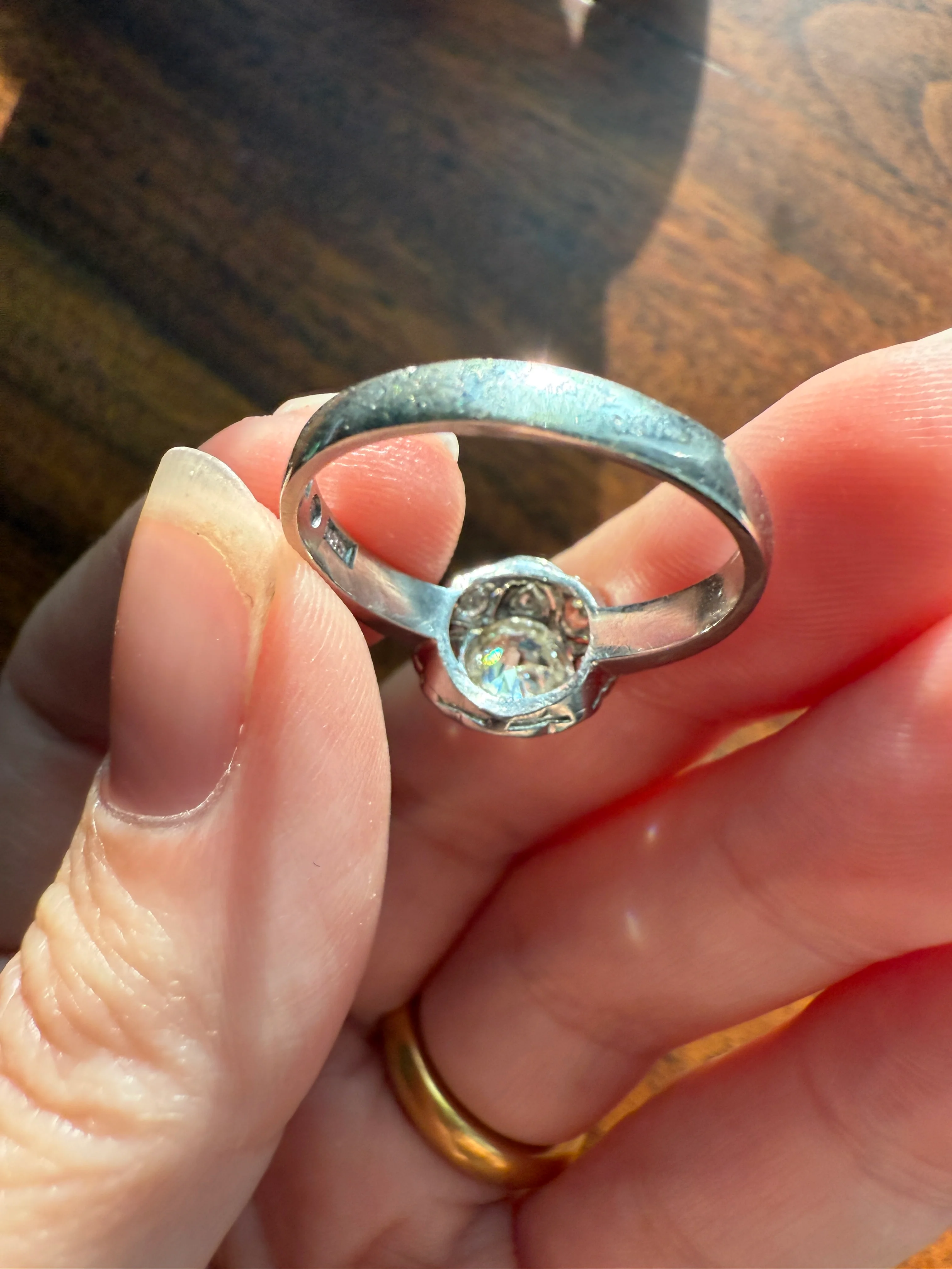 Vintage 1 Carat Tdw Antique Old European Cut Diamonds 18k White Gold Ring Scandinavian Domed Ornate Cluster Ring Art Deco Edwardian Style - Image 13