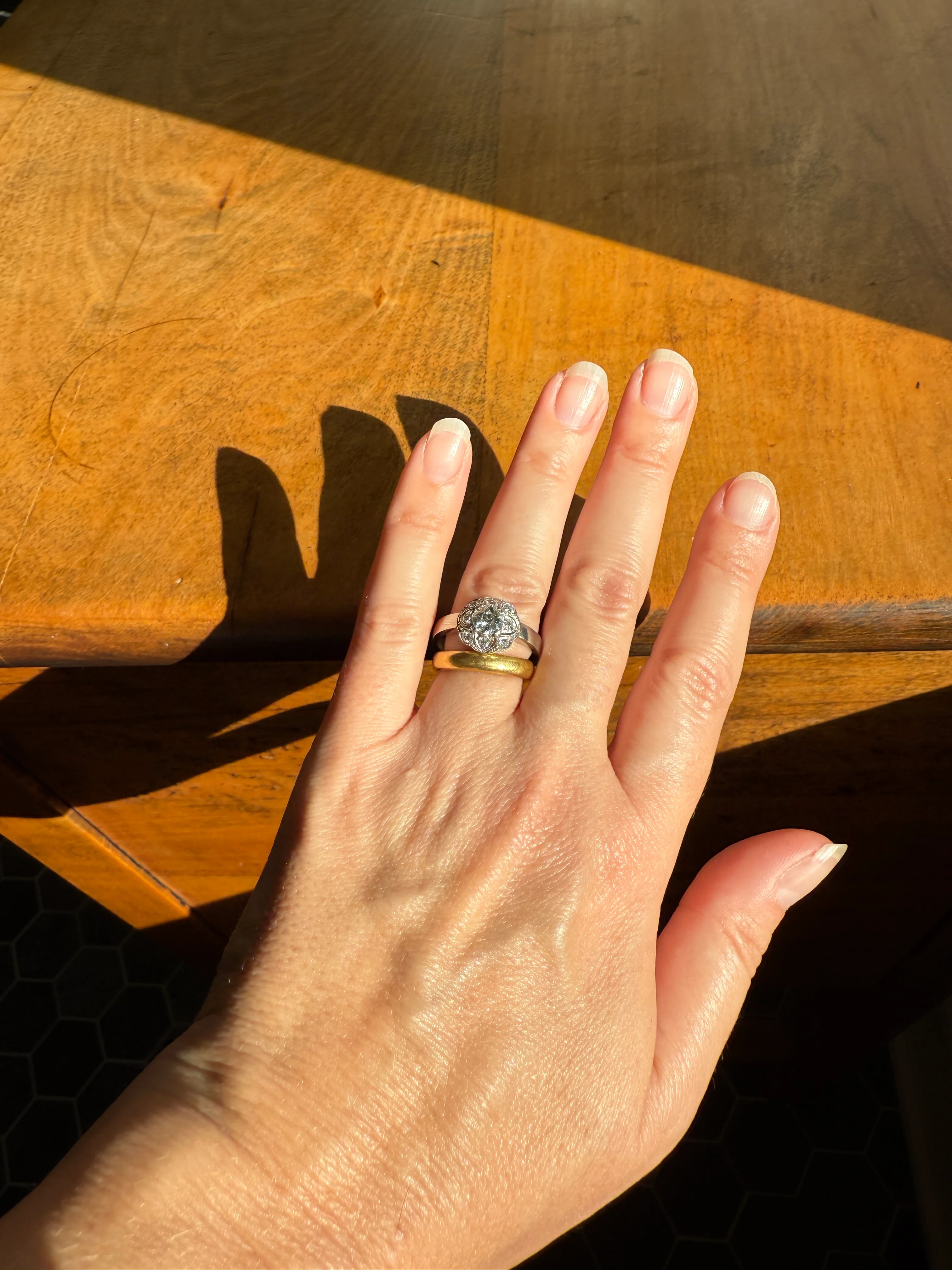 Vintage 1 Carat Tdw Antique Old European Cut Diamonds 18k White Gold Ring Scandinavian Domed Ornate Cluster Ring Art Deco Edwardian Style - Image 30