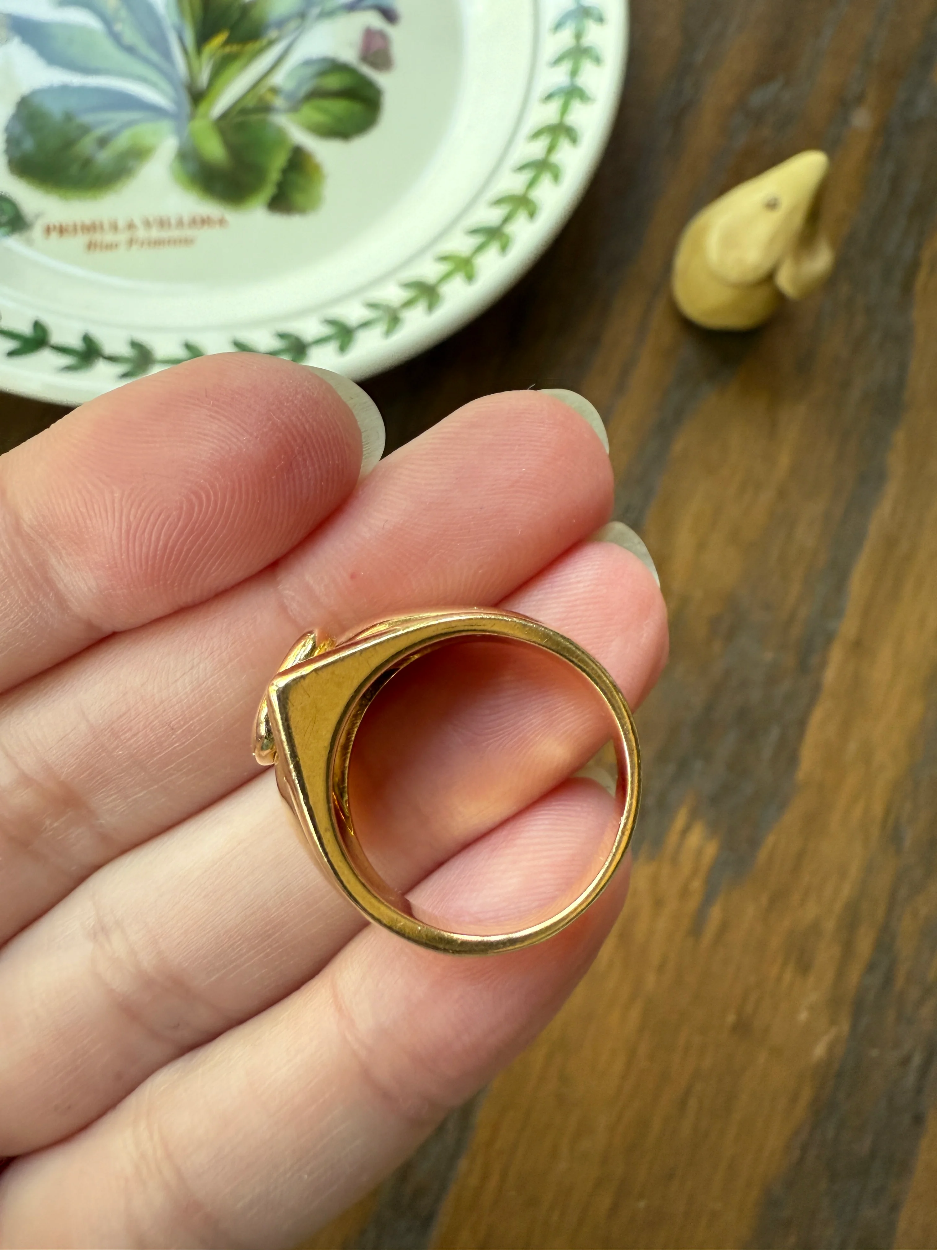 Vintage 1 Carat VVS1 A+ Quality DIAMOND Chevron Ring With DATED RECEIPT French 18k Gold Unisex Gypsy Solitaire Chunky Wide Band - Image 13