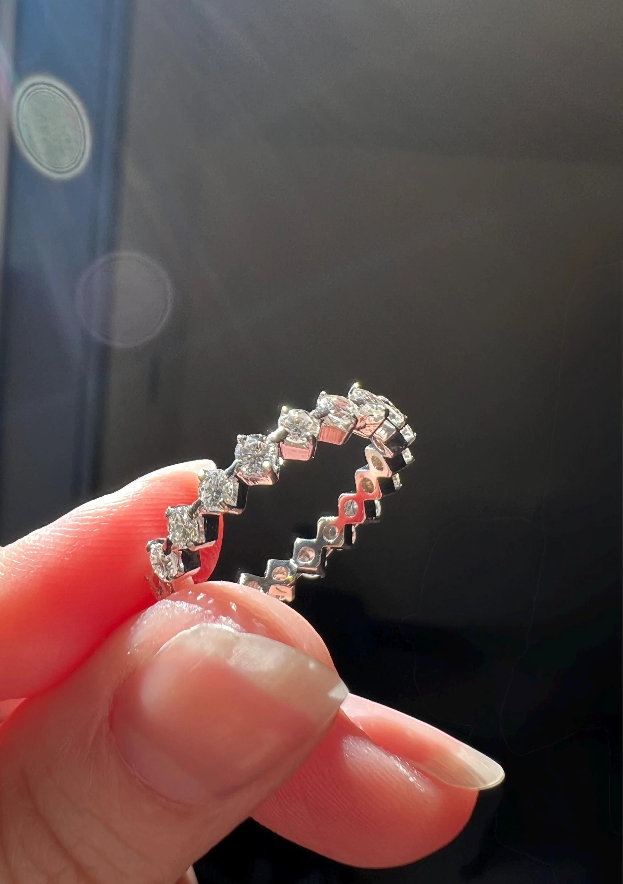 Vintage 1.35 Carat 20 Transitional Cut DIAMOND Full Eternity Hoop Ring 18k White Gold French Band Unique Romantic Gift Stacker 1.35Ctw 1 1/3 - Image 3