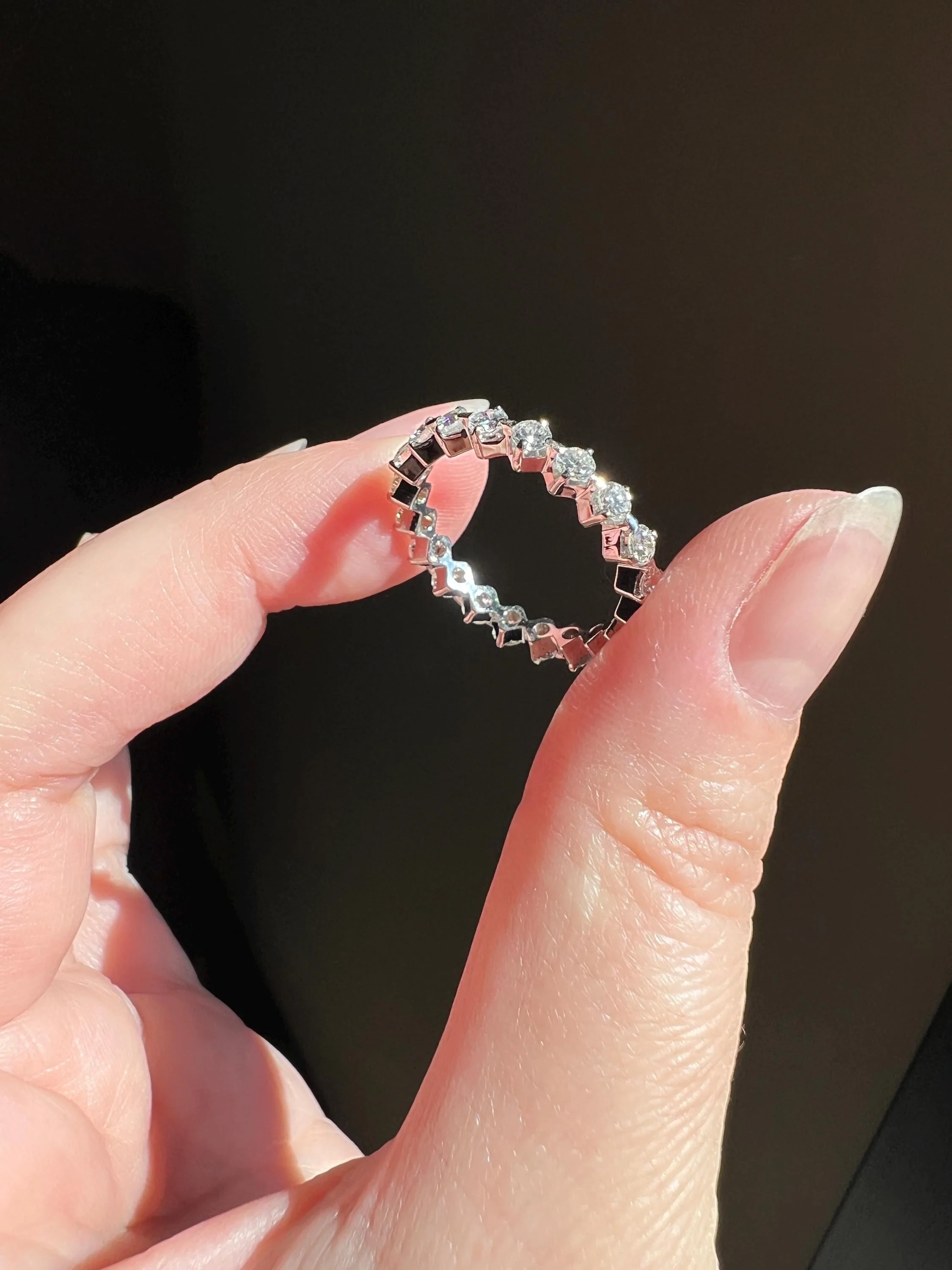 Vintage 1.35 Carat 20 Transitional Cut DIAMOND Full Eternity Hoop Ring 18k White Gold French Band Unique Romantic Gift Stacker 1.35Ctw 1 1/3 - Image 5