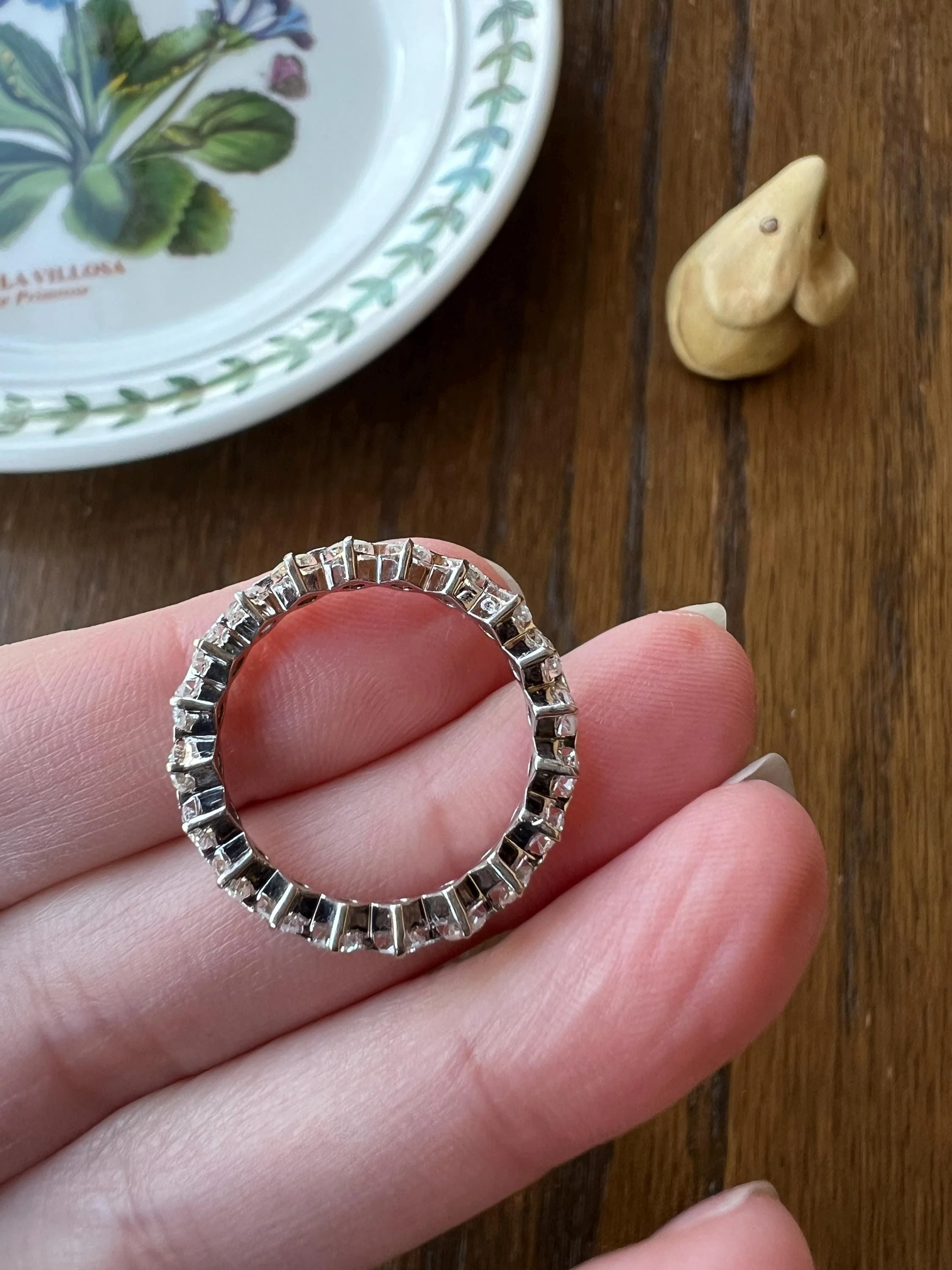 Vintage 1.35 Carat 20 Transitional Cut DIAMOND Full Eternity Hoop Ring 18k White Gold French Band Unique Romantic Gift Stacker 1.35Ctw 1 1/3 - Image 9