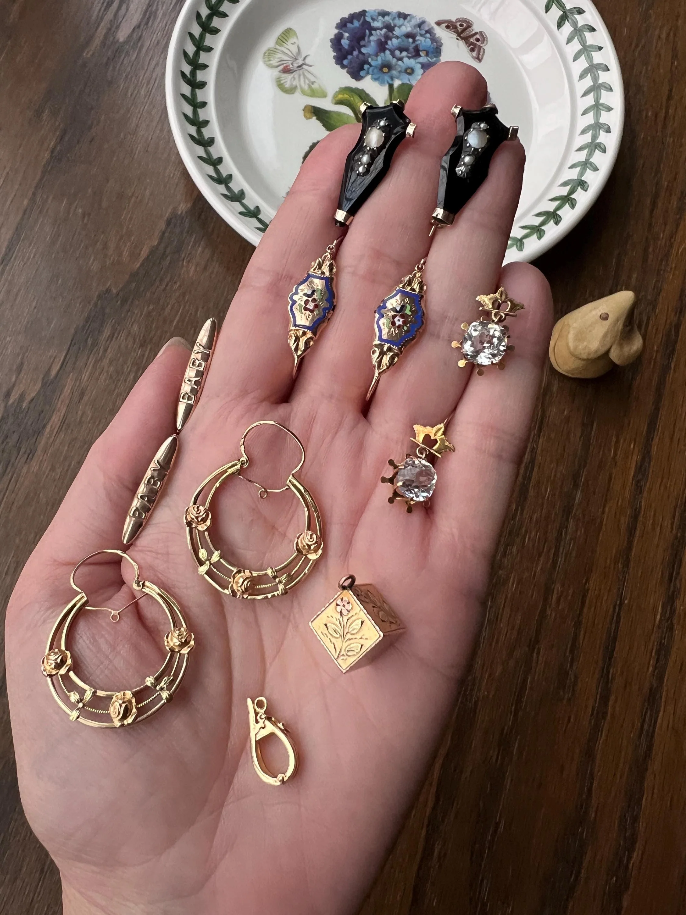 Vintage 14k GOLD Charm Pendant HOLDER Clip Clasp Opening Bale Safety Clasp Neckmess Neckstack Parts Findings - Image 9