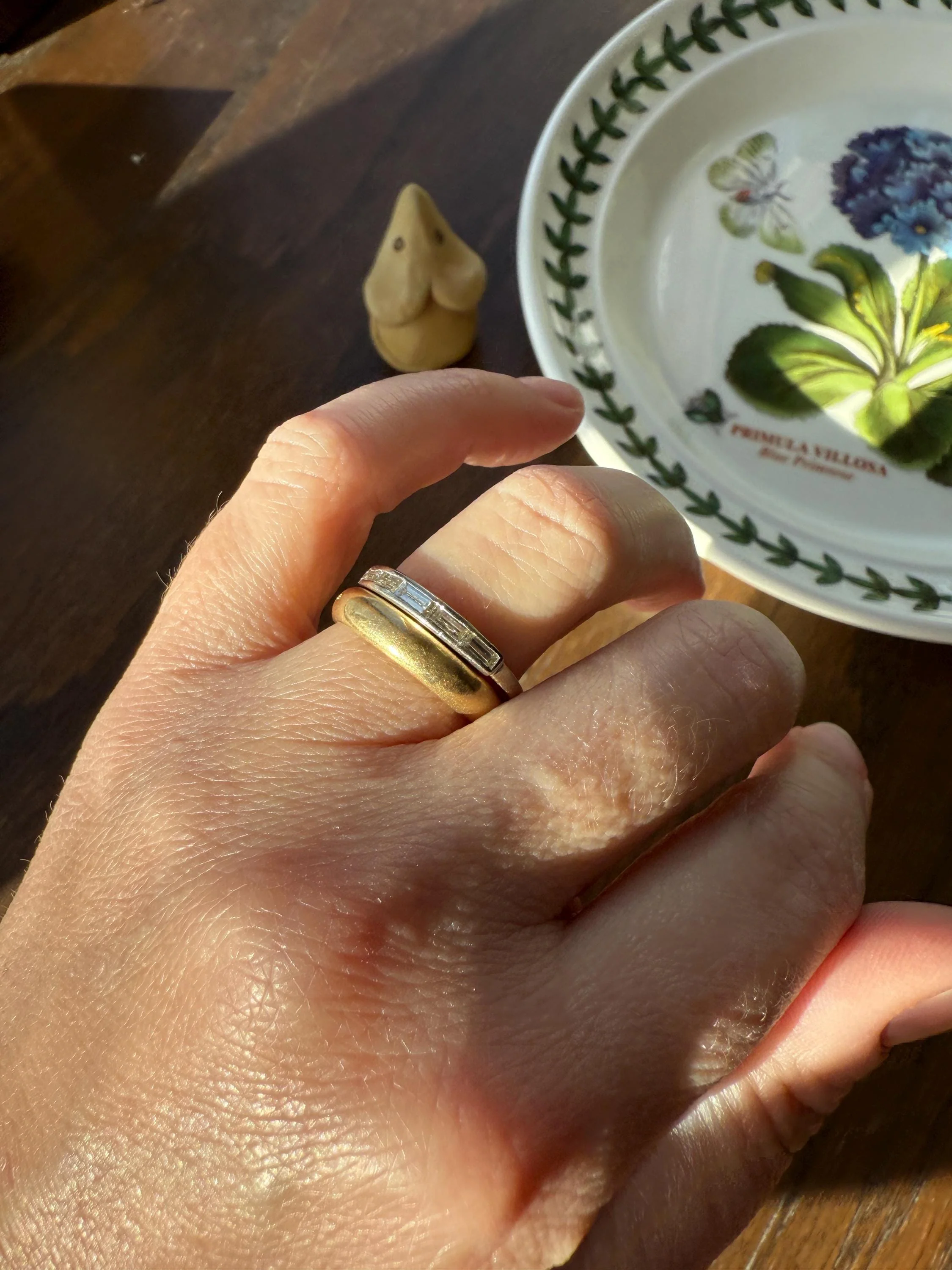 Vintage 18k White Gold Solid Eye Clean East West Five Stone Baguette Diamond Ring Skinny Stacker Band - Image 5